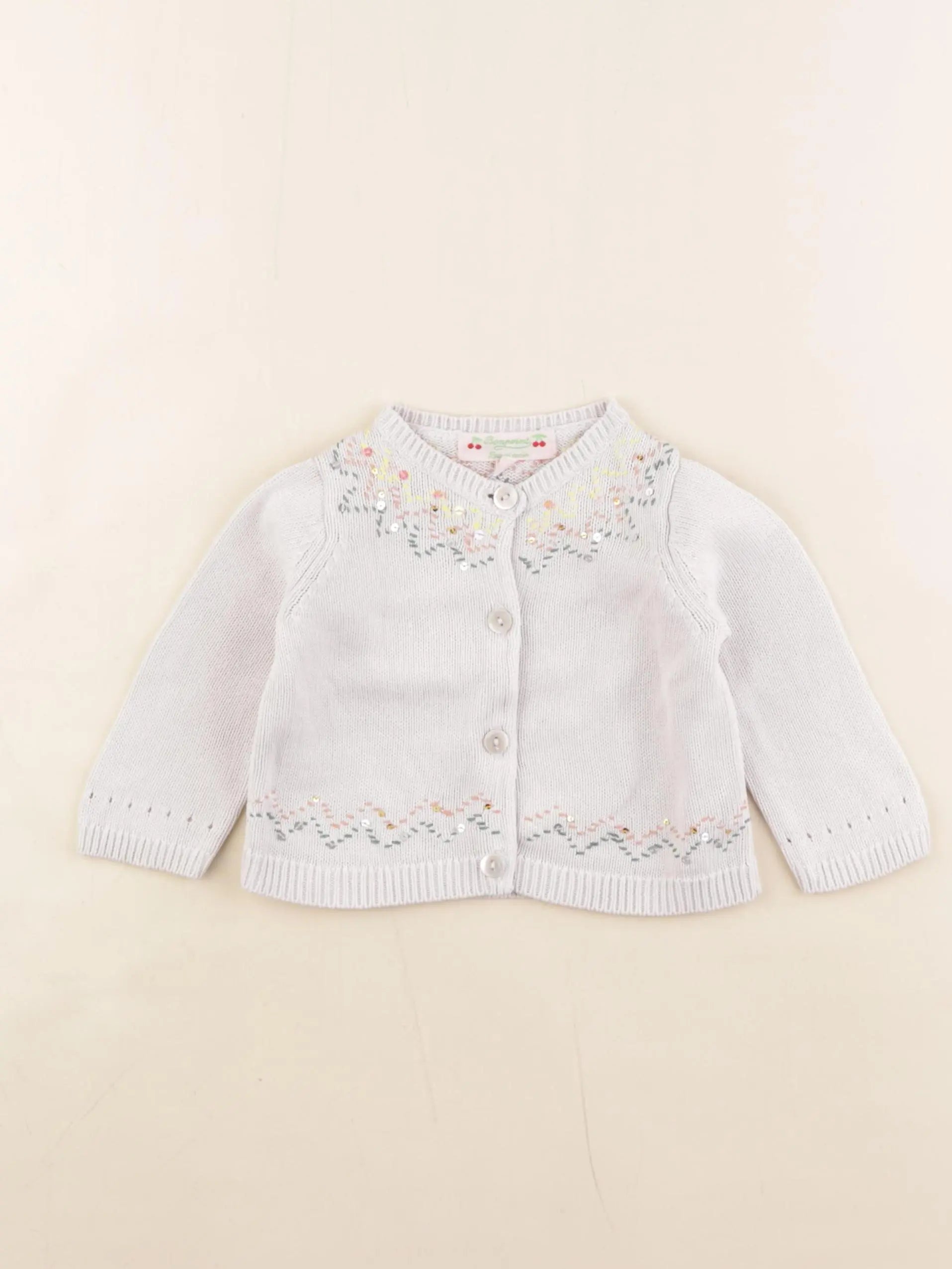 Bonpoint - gilet beige - 12 mois