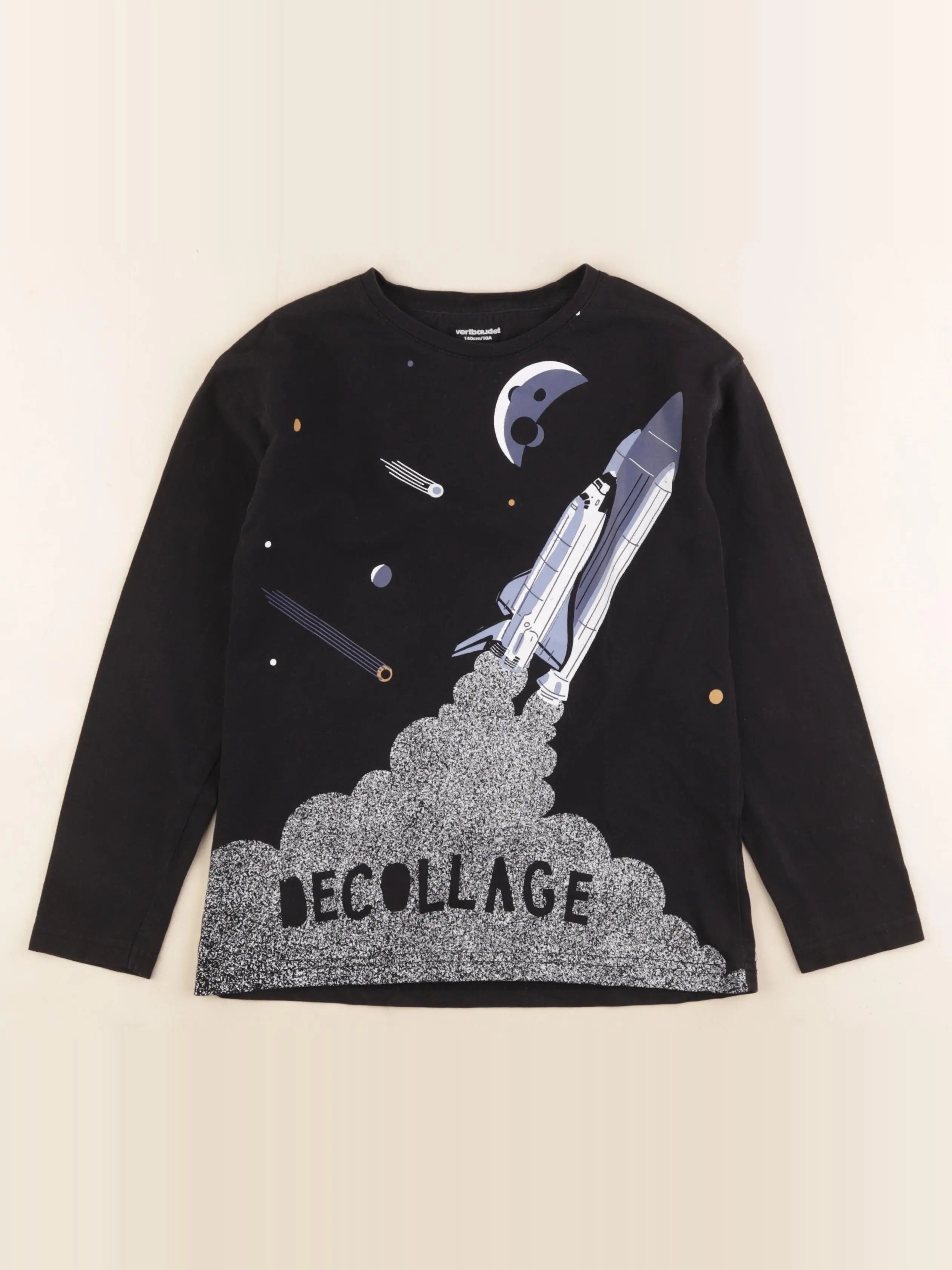 Vertbaudet - tee-shirt noir - 10 ans