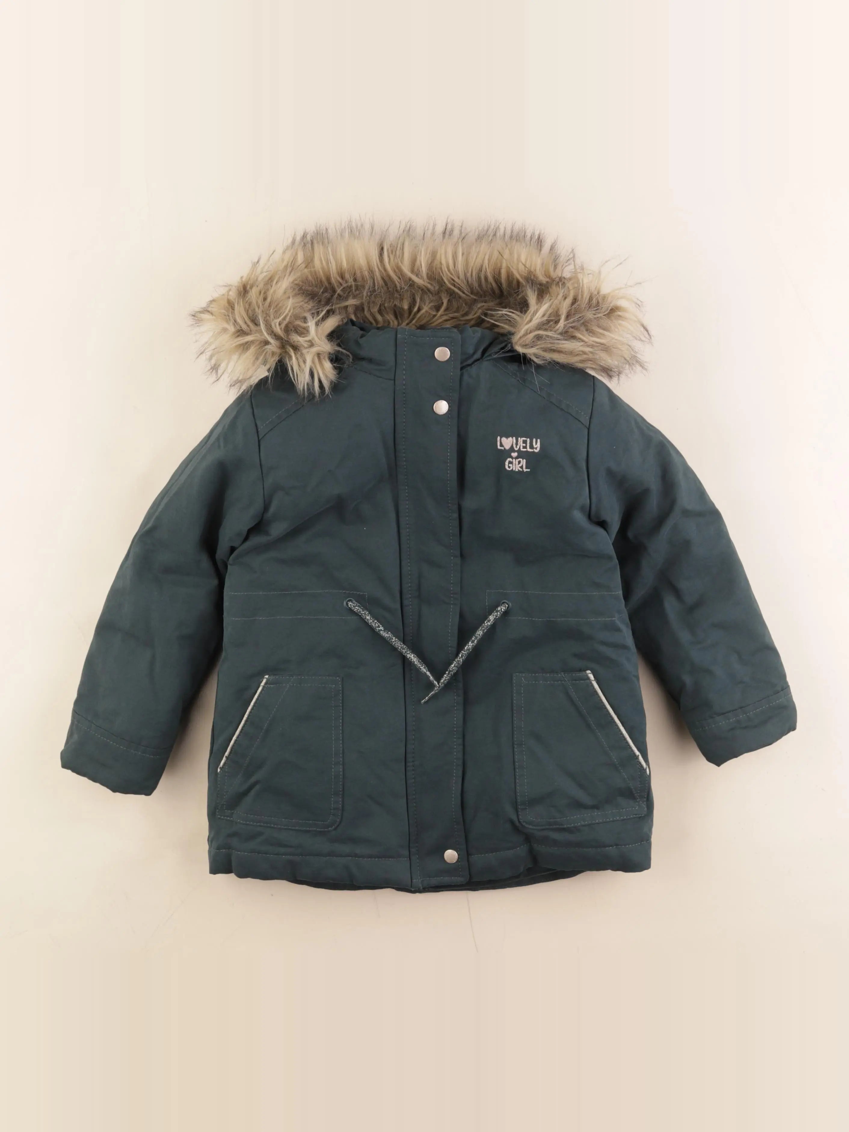 Vertbaudet - manteau doublure amovible vert - 4 ans