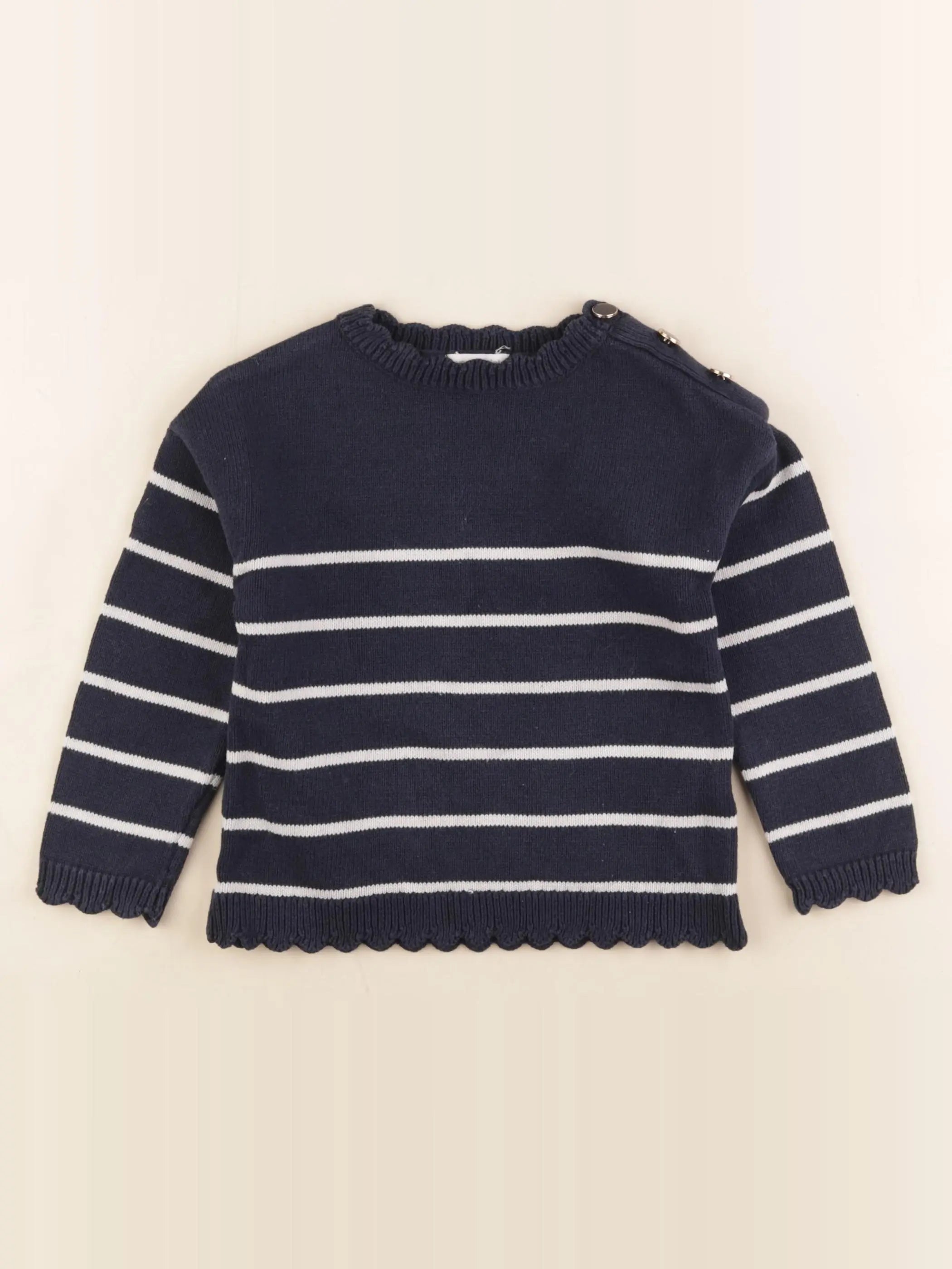Vertbaudet - pull bleu, blanc - 4 ans