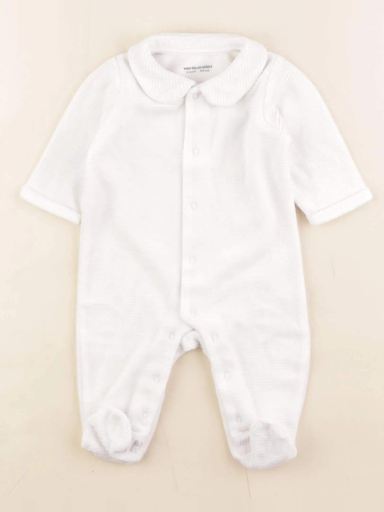 Vertbaudet - pyjama velours blanc - 3 mois