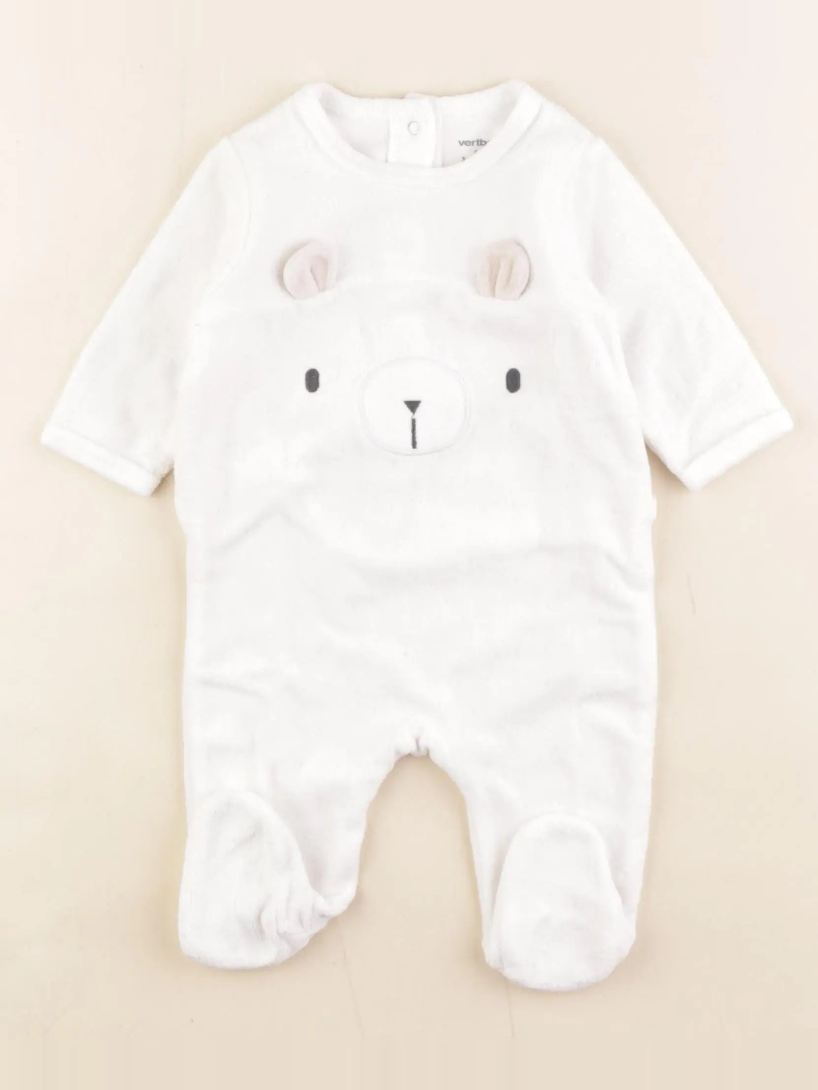 Vertbaudet - pyjama velours blanc - 3 mois