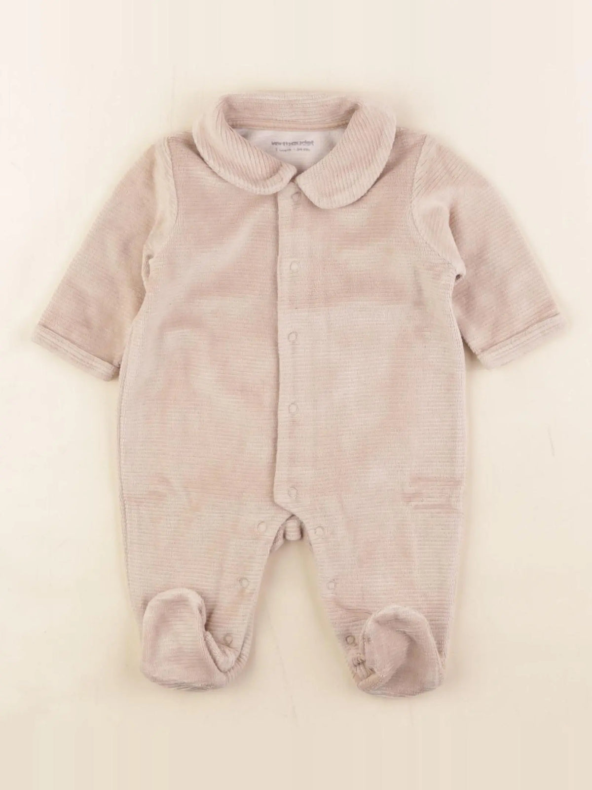 Vertbaudet - pyjama velours marron - 1 mois
