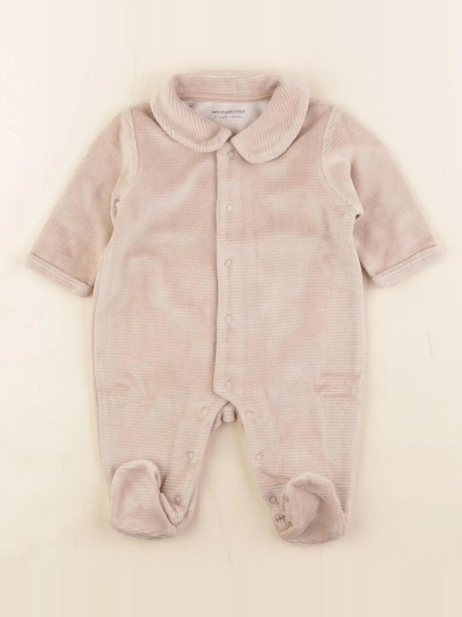 Vertbaudet - pyjama velours marron - 1 mois