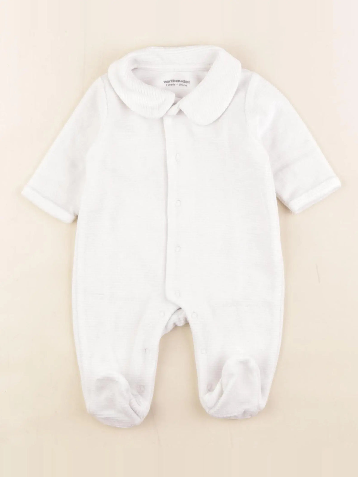 Vertbaudet - pyjama velours blanc - 1 mois