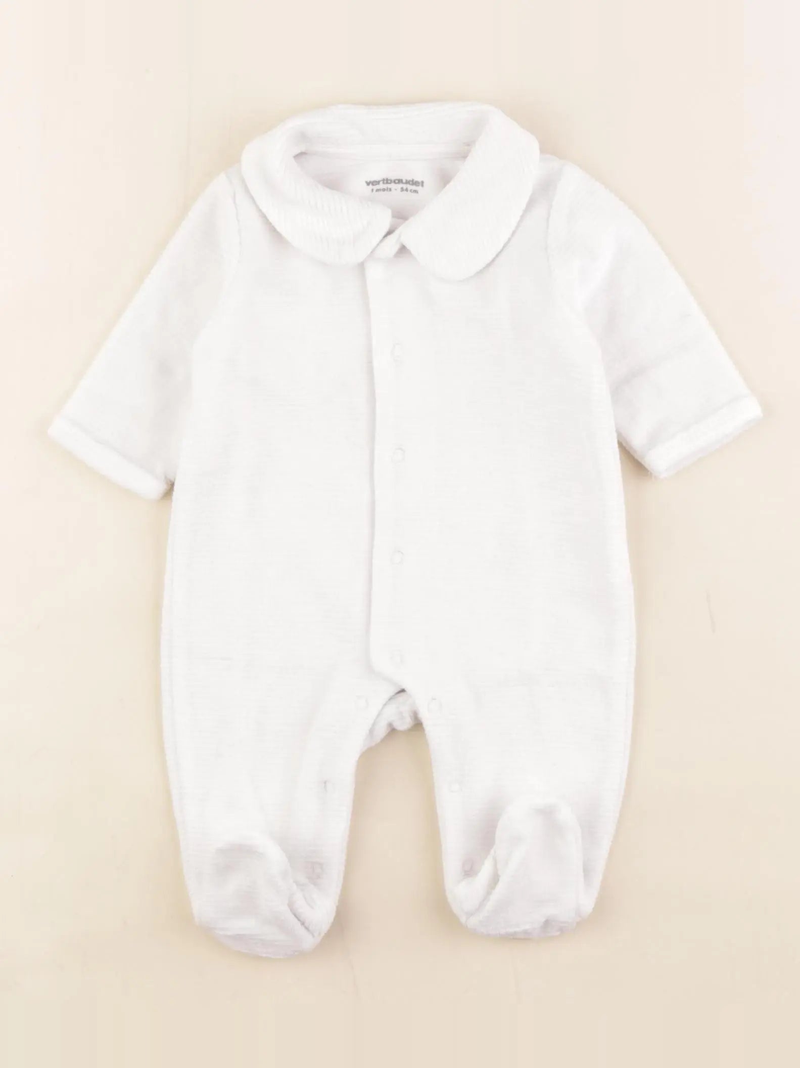 Vertbaudet - pyjama velours blanc - 1 mois
