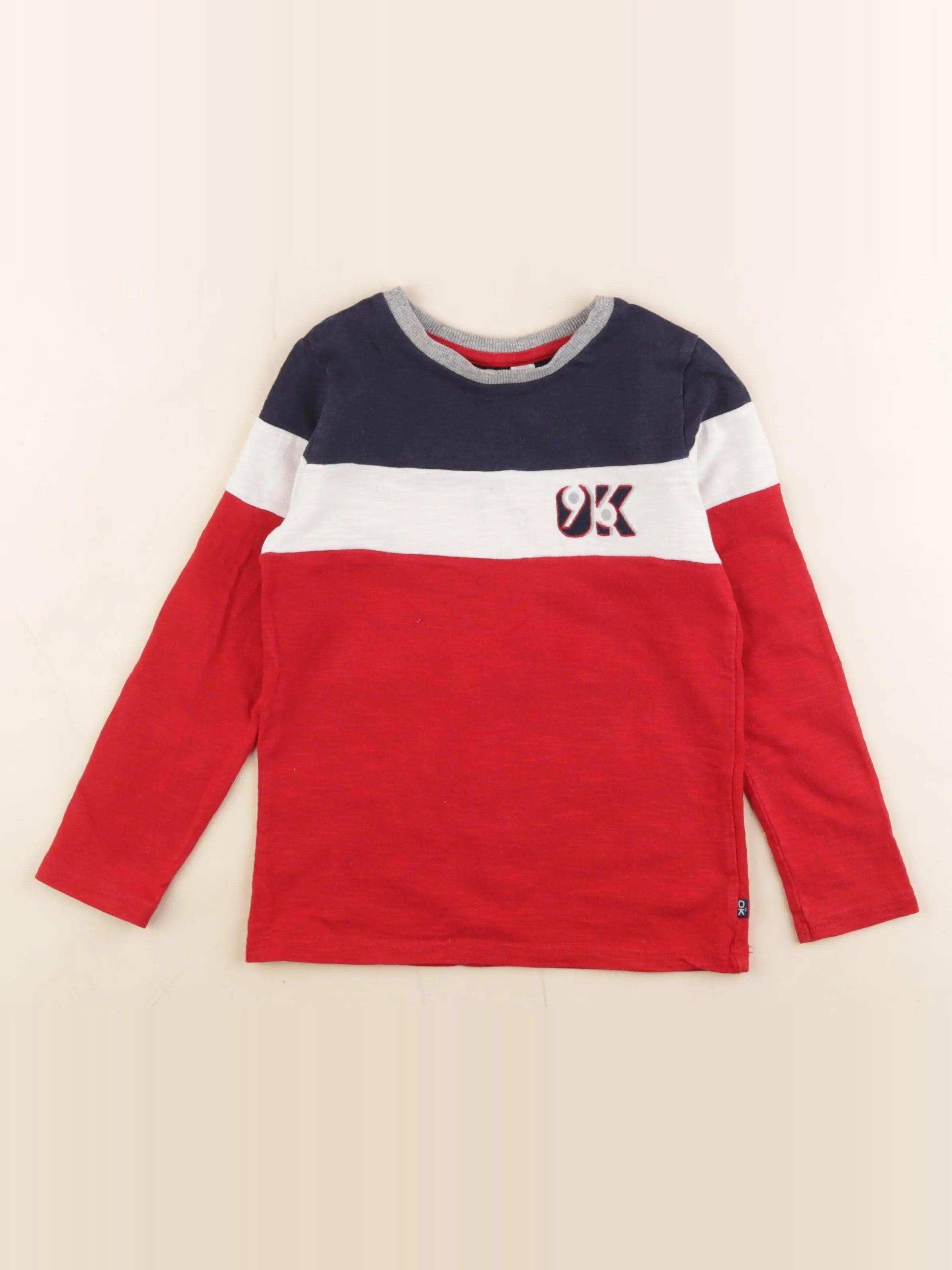 Okaidi - tee-shirt rouge, blanc, bleu - 5 ans