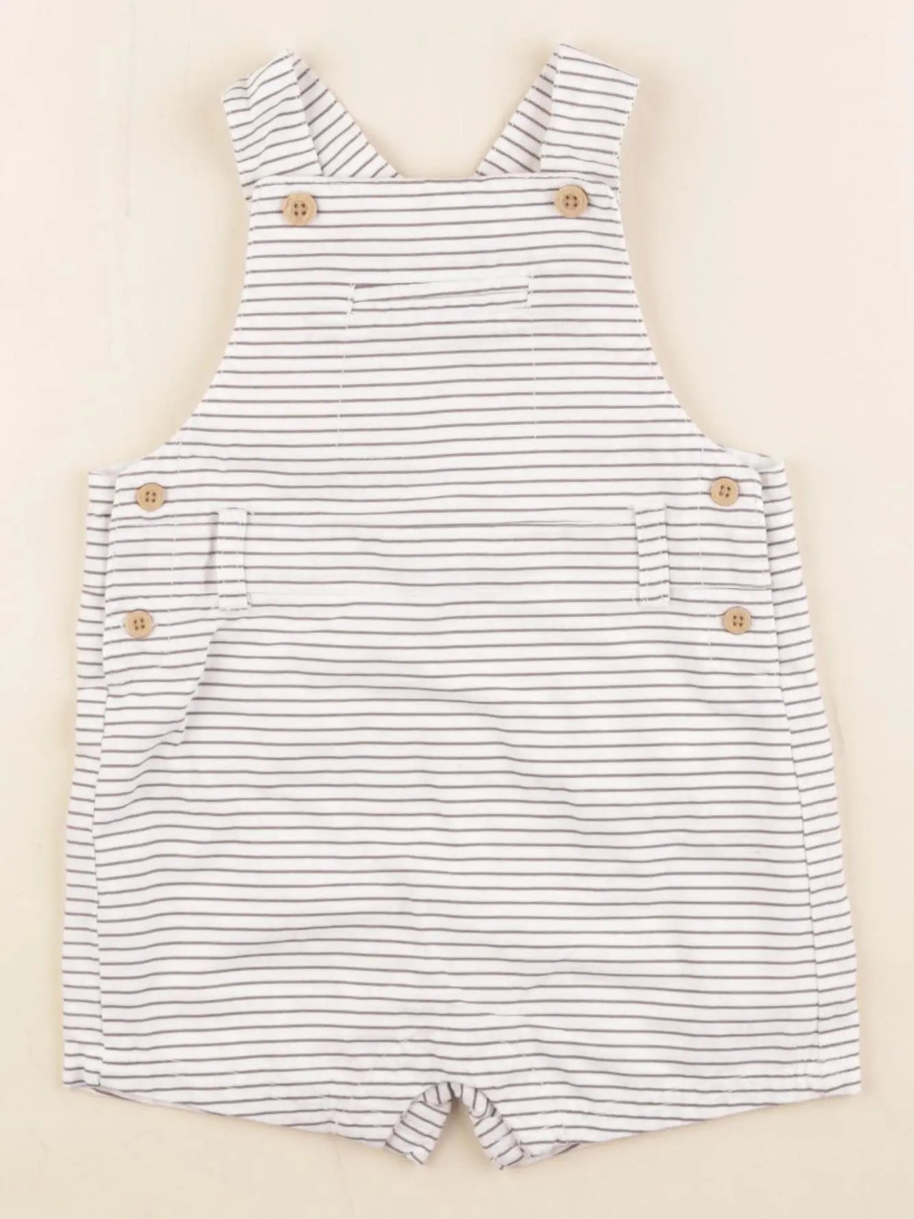 Vertbaudet - salopette blanc, marron - 18 mois