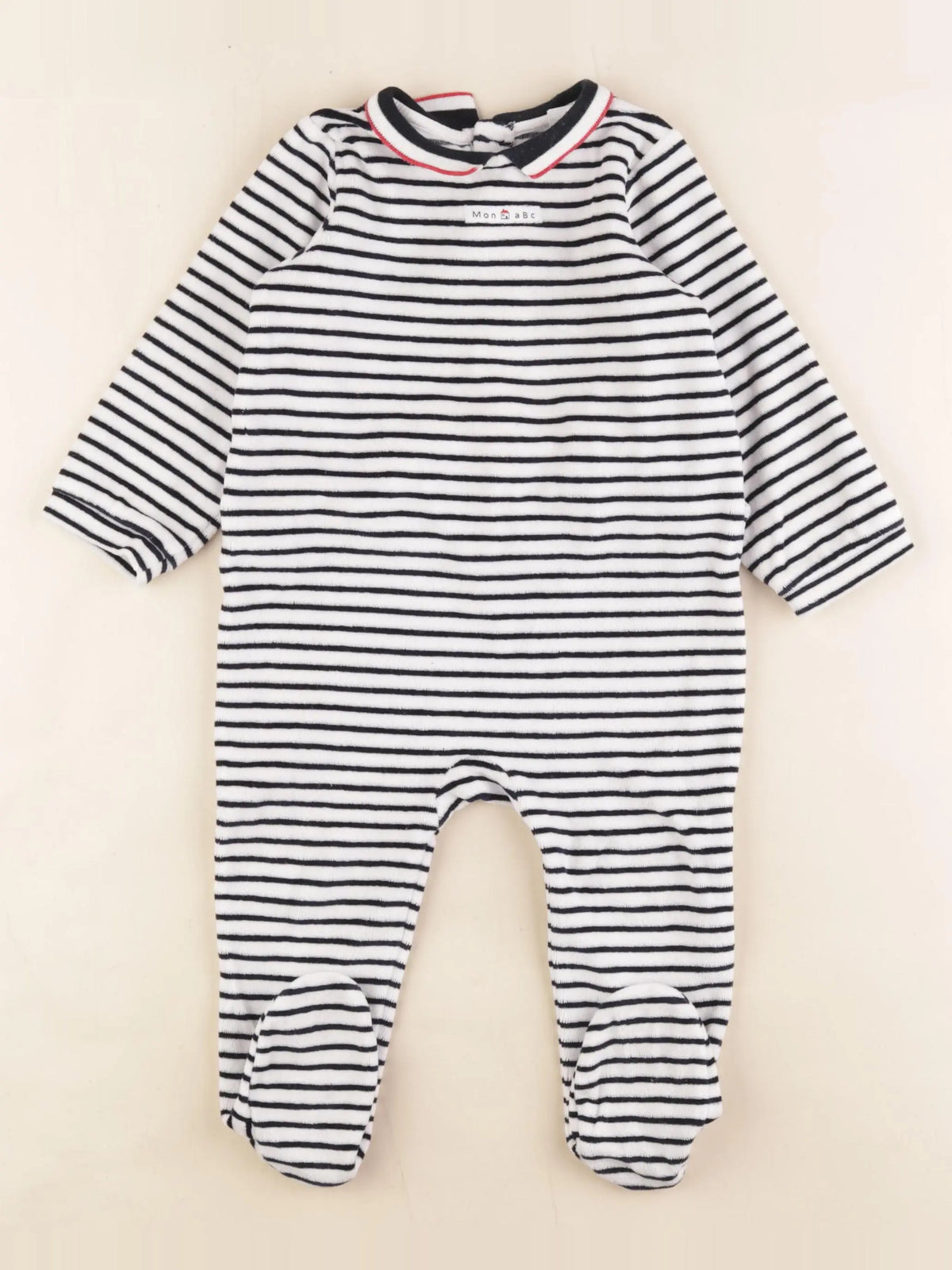 Jacadi - pyjama velours bleu, blanc - 18 mois