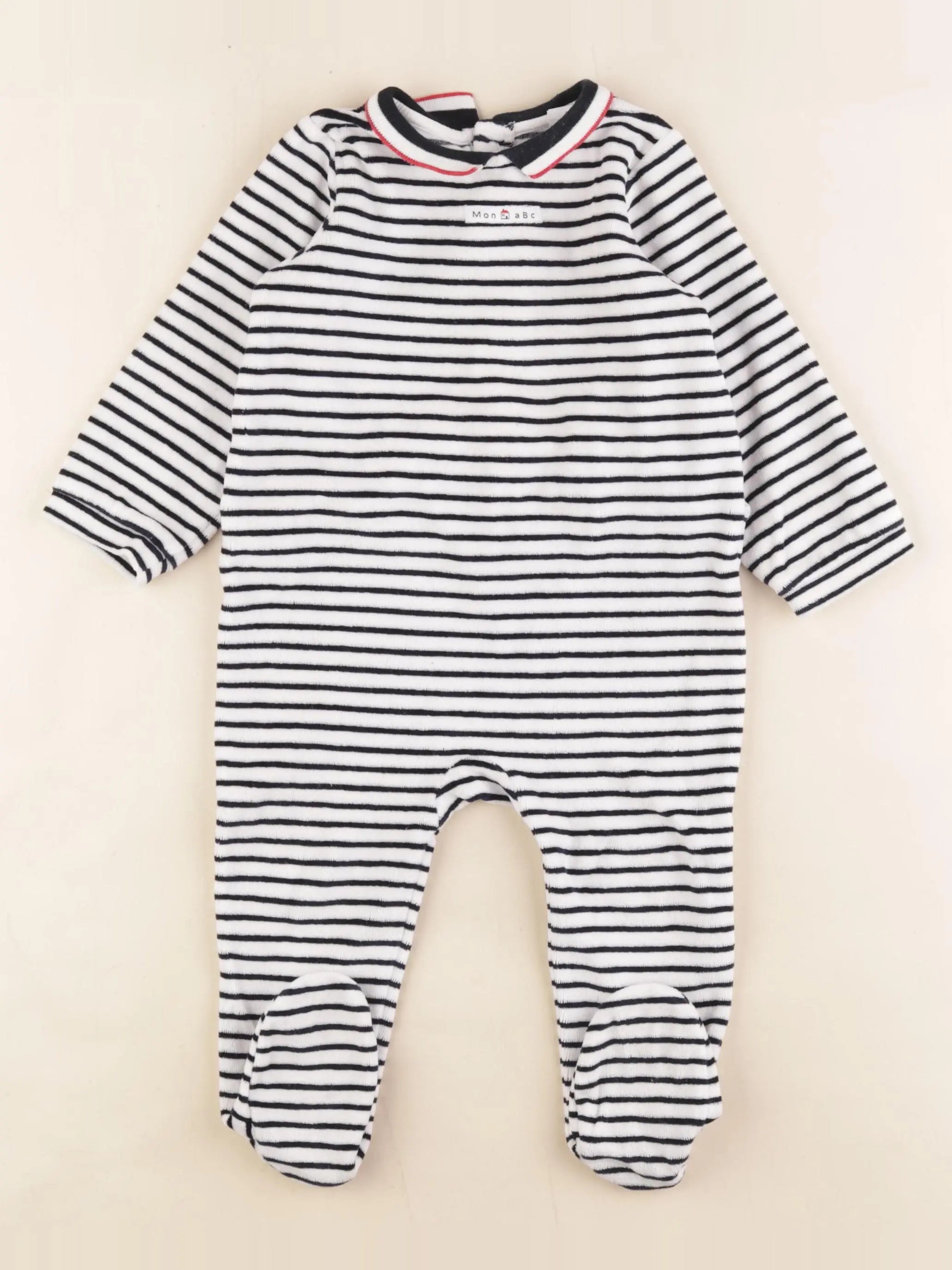 Jacadi - pyjama velours bleu, blanc - 18 mois