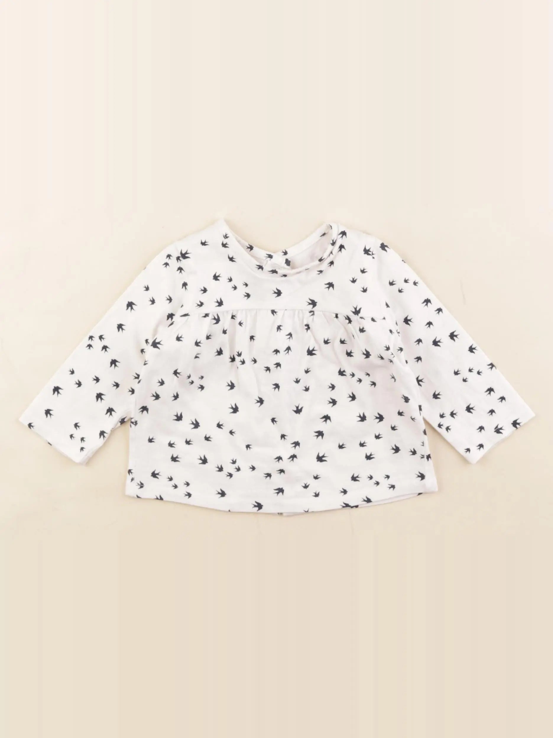 Vertbaudet - tee-shirt blanc, bleu - 3 mois