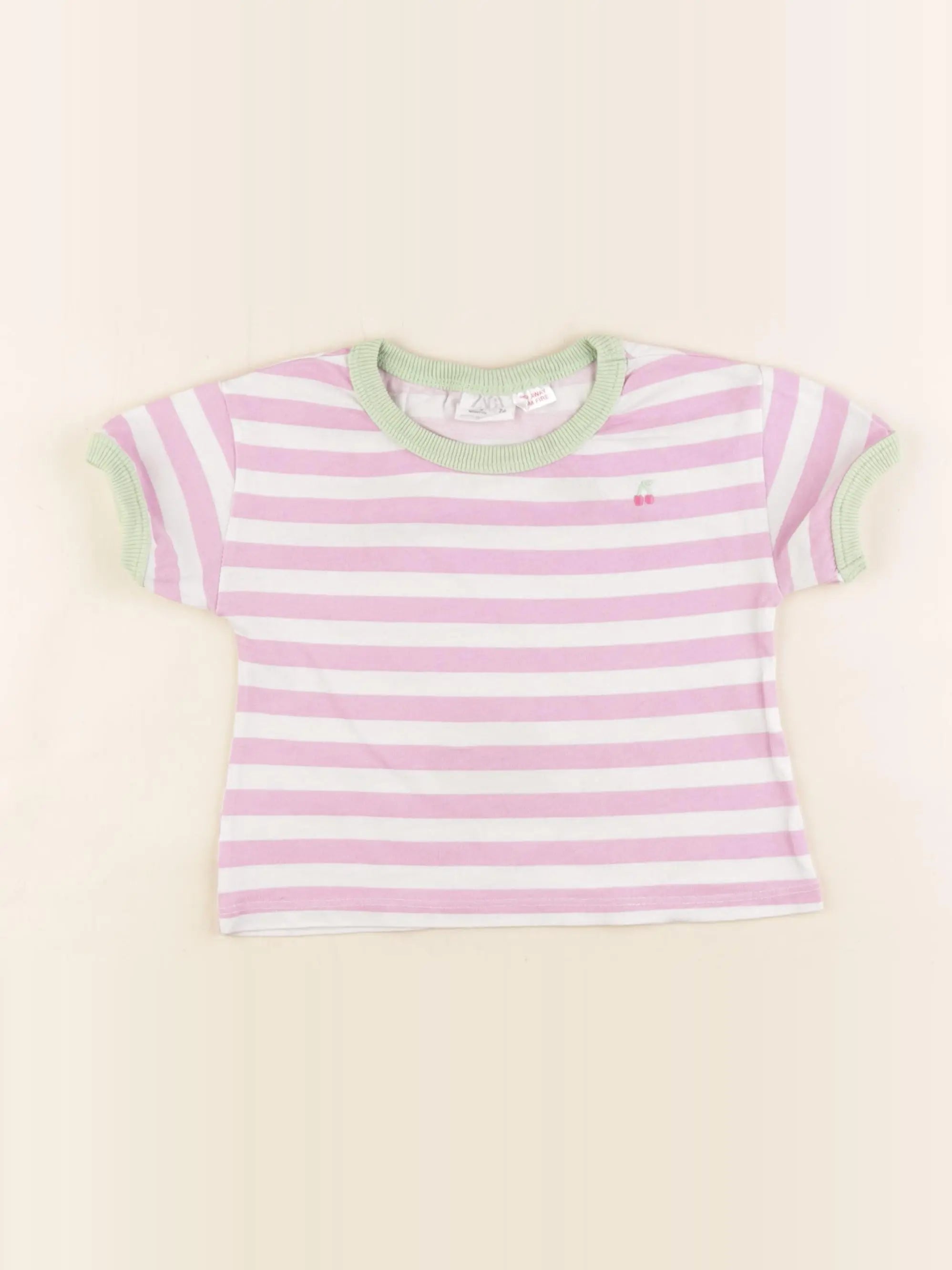 Zara - tee-shirt rose - 6/9 mois