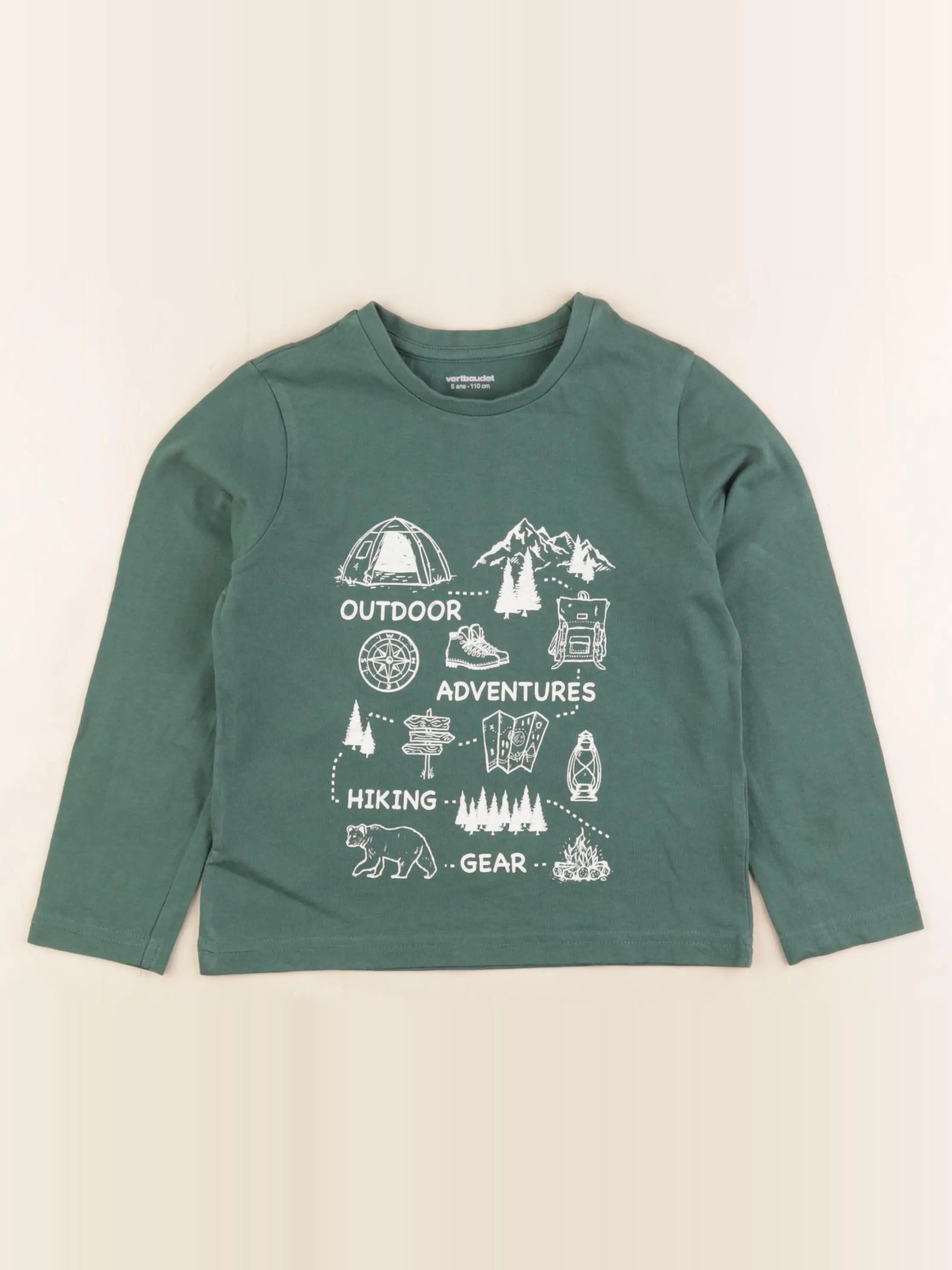 Vertbaudet - tee-shirt vert - 5 ans