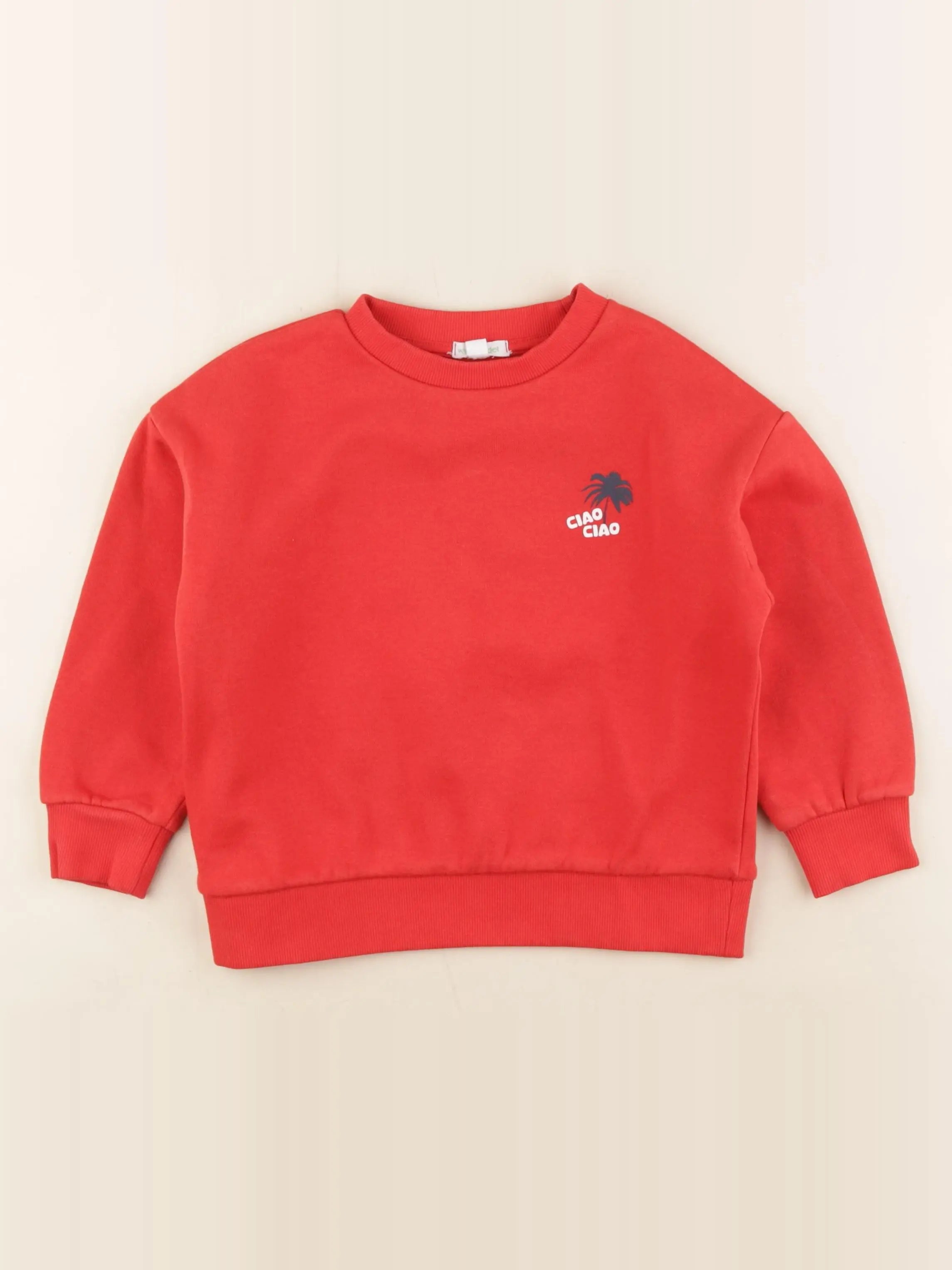 Vertbaudet - sweat imprimé au dos rouge - 5 ans