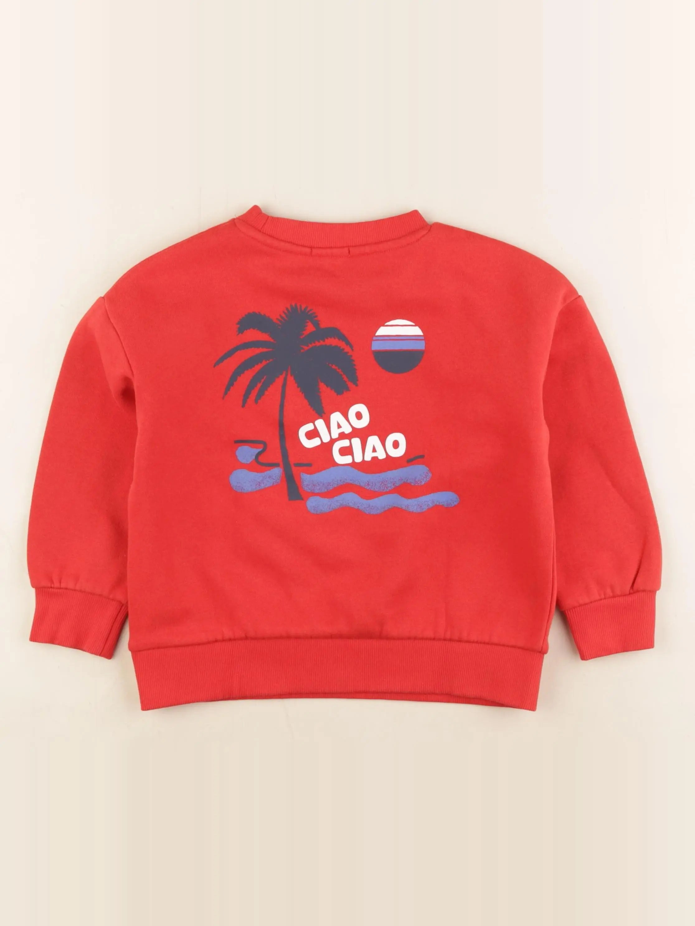 Vertbaudet - sweat imprimé au dos rouge - 5 ans