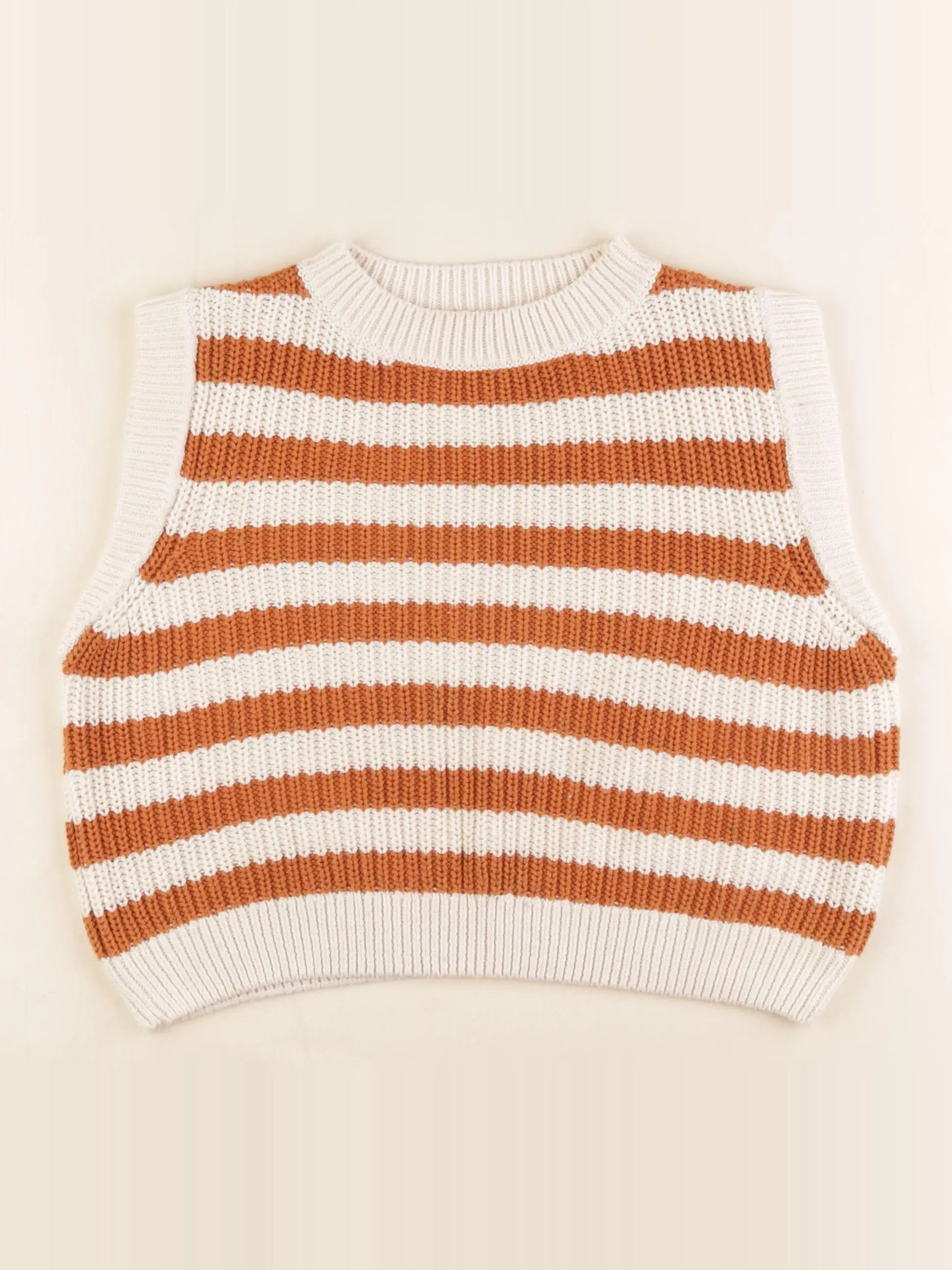 Vertbaudet - gilet marron, beige - 7 ans