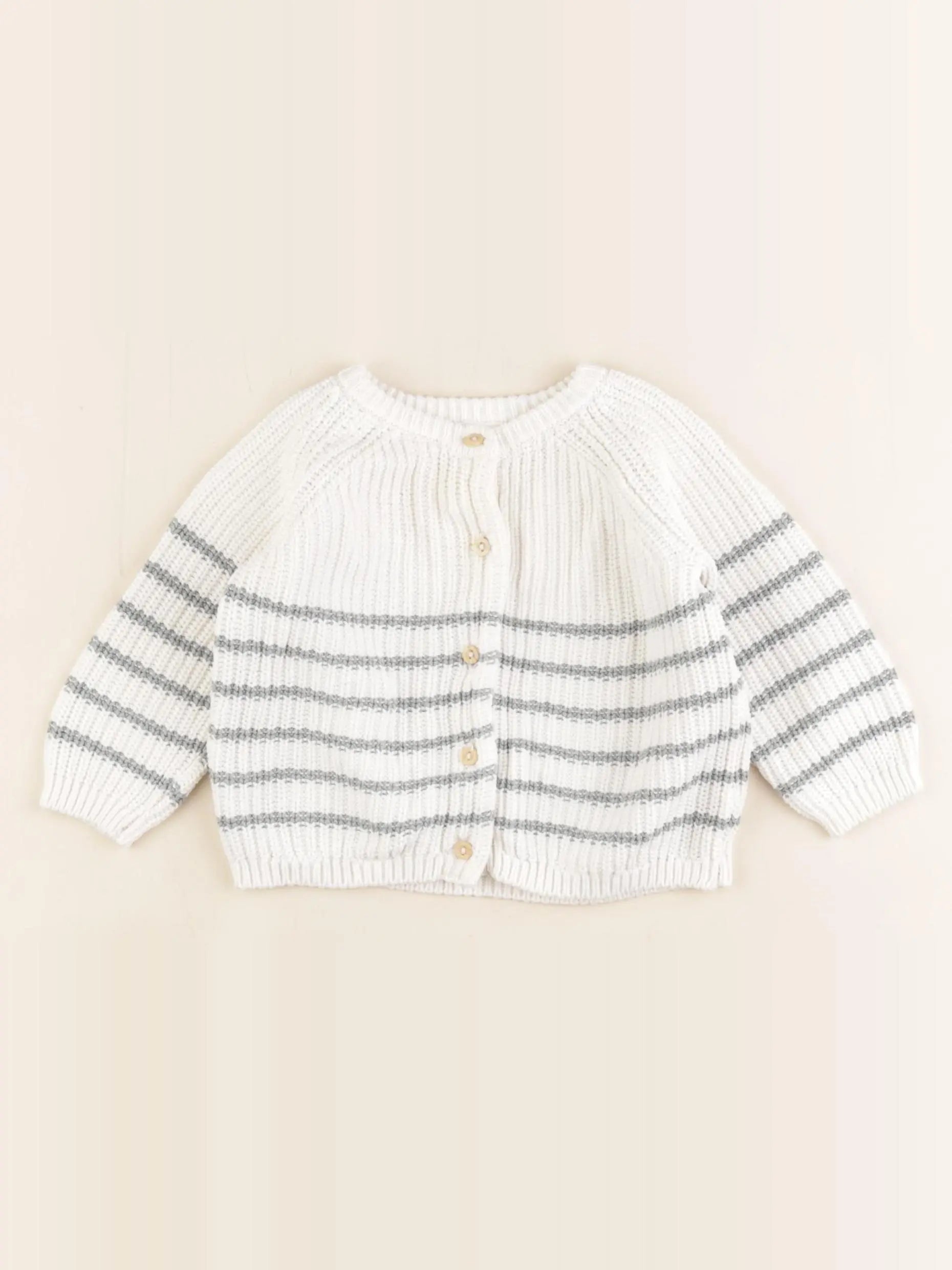 H&M - gilet beige, vert - 2/4 mois