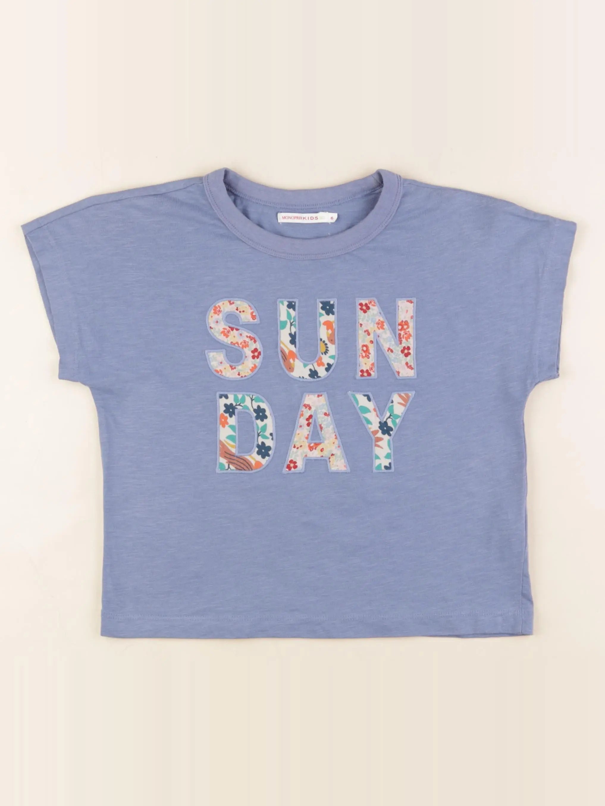 Monoprix - tee-shirt bleu - 6 ans