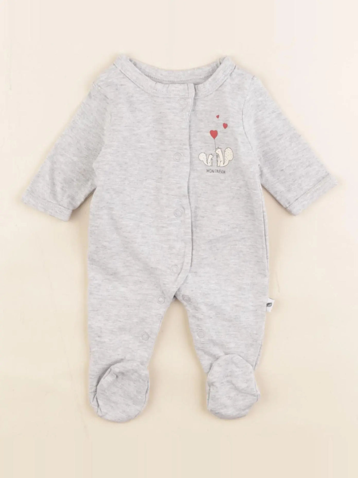 Vertbaudet - pyjama coton gris - 0 mois