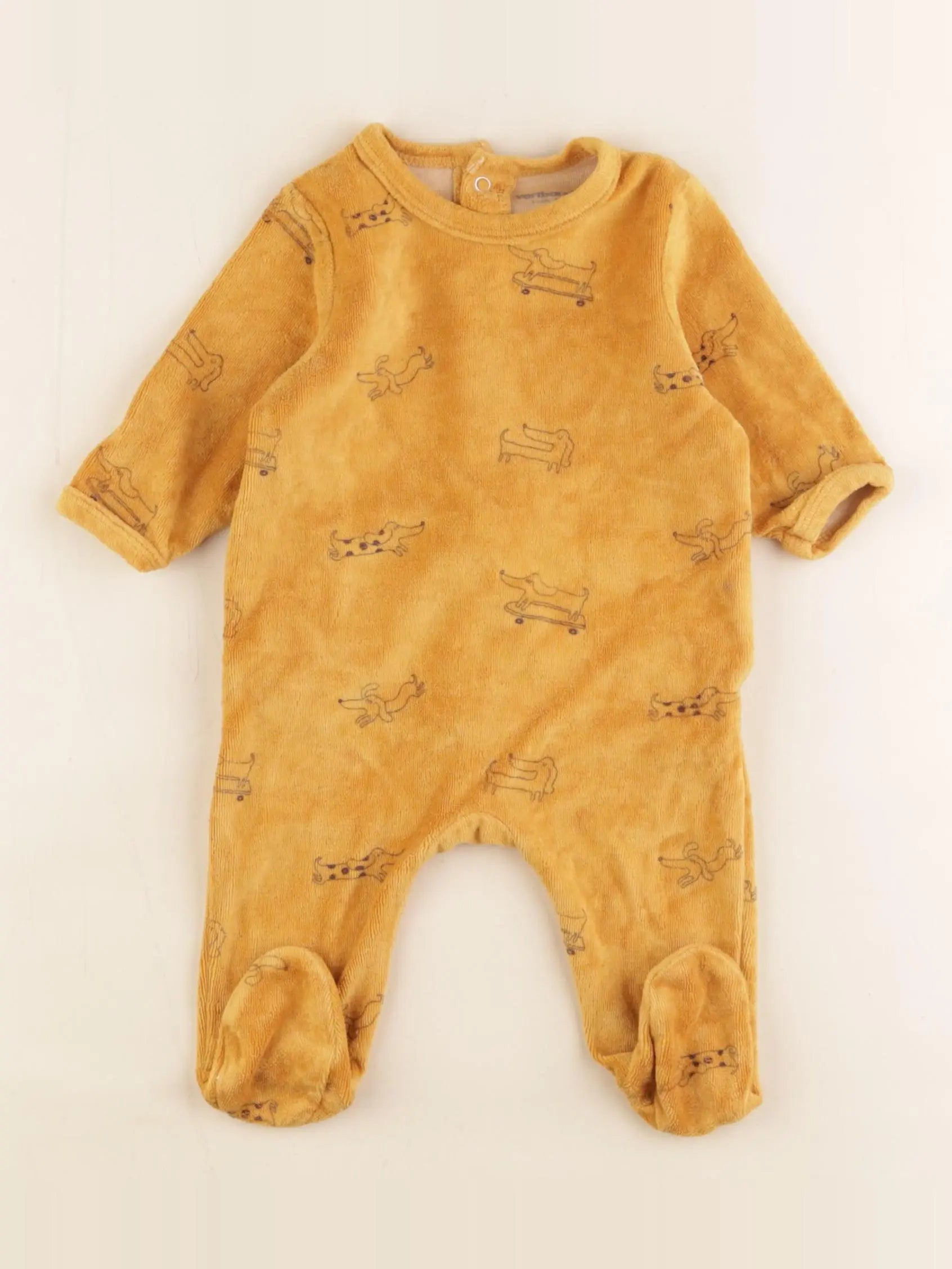 Vertbaudet - pyjama velours jaune - 3 mois