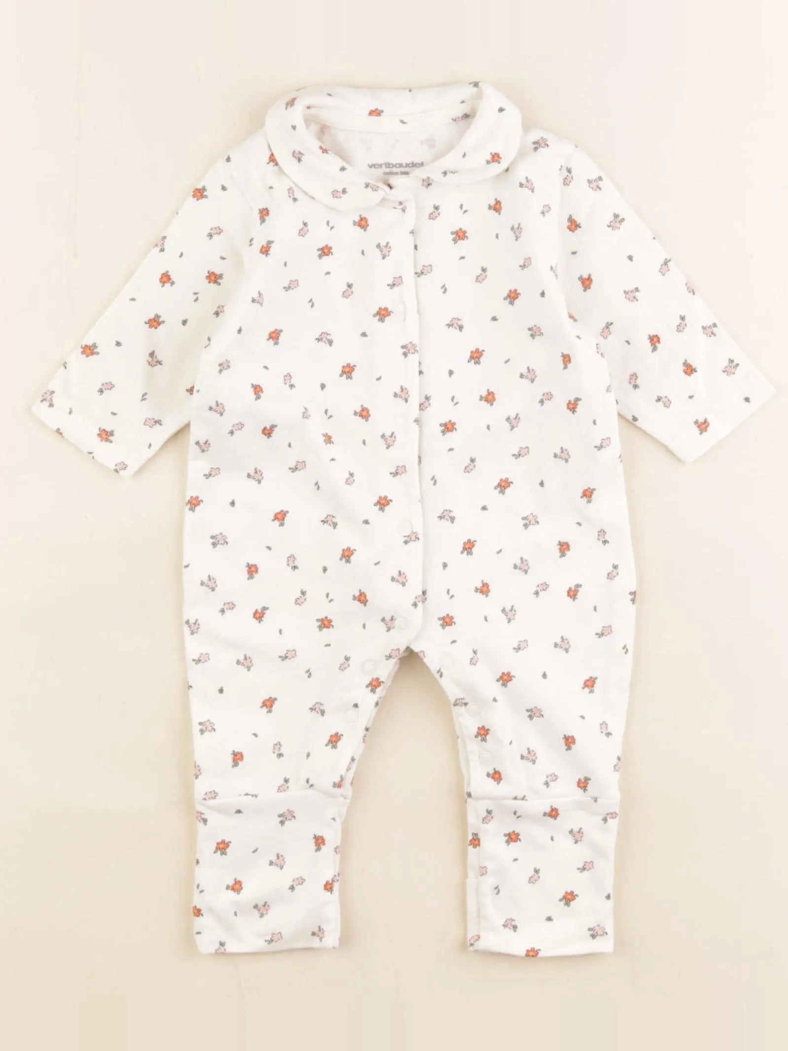 Vertbaudet - pyjama coton blanc - 1 mois