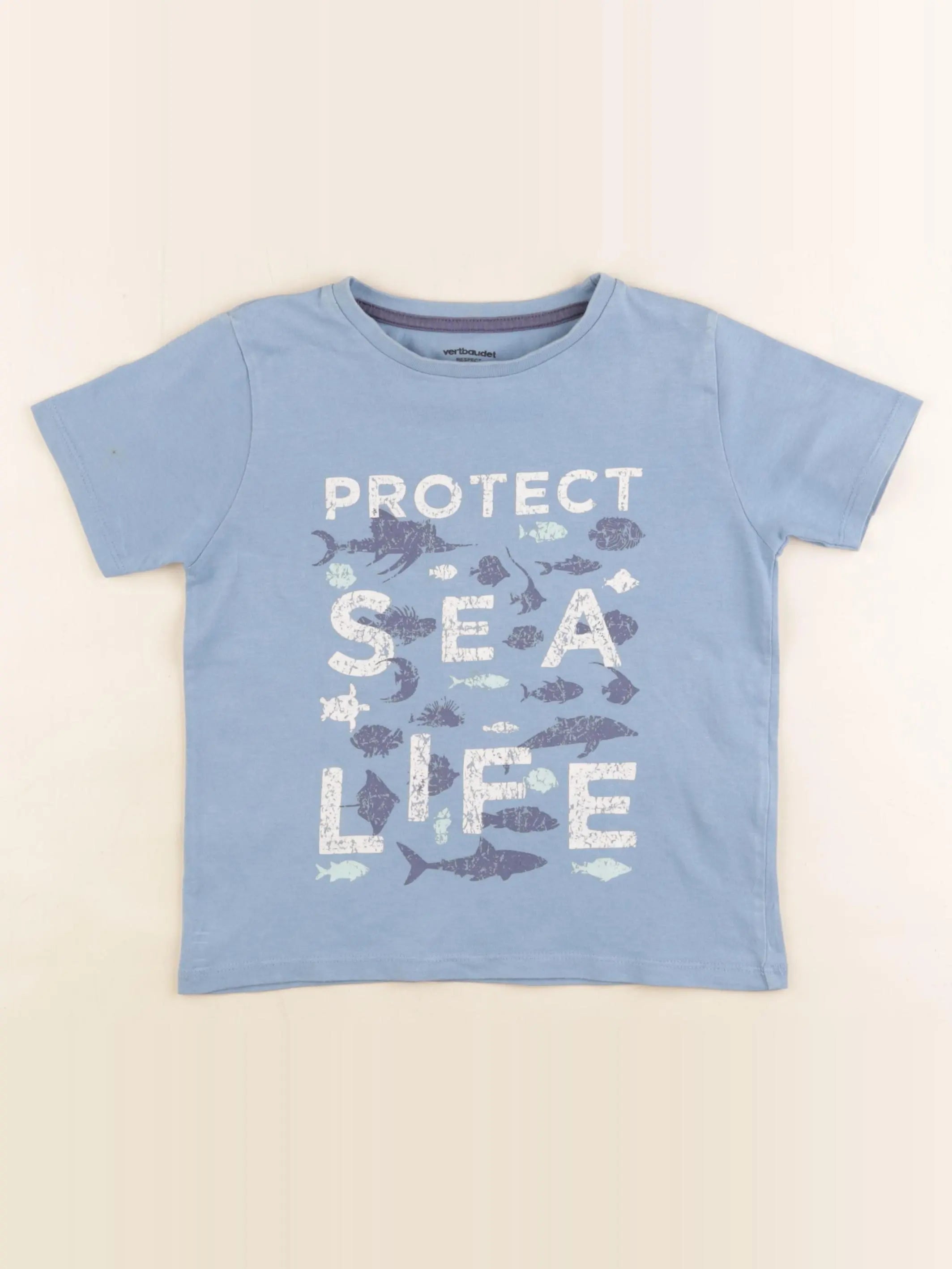 Vertbaudet - tee-shirt bleu - 5 ans