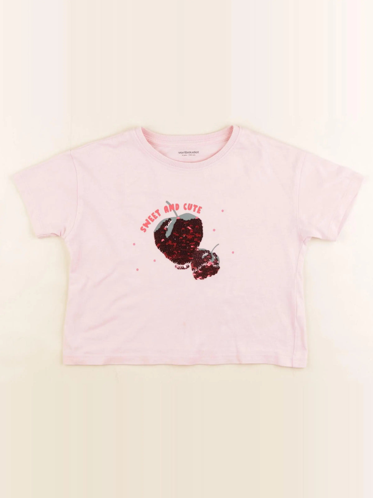Vertbaudet - tee-shirt rose - 4 ans