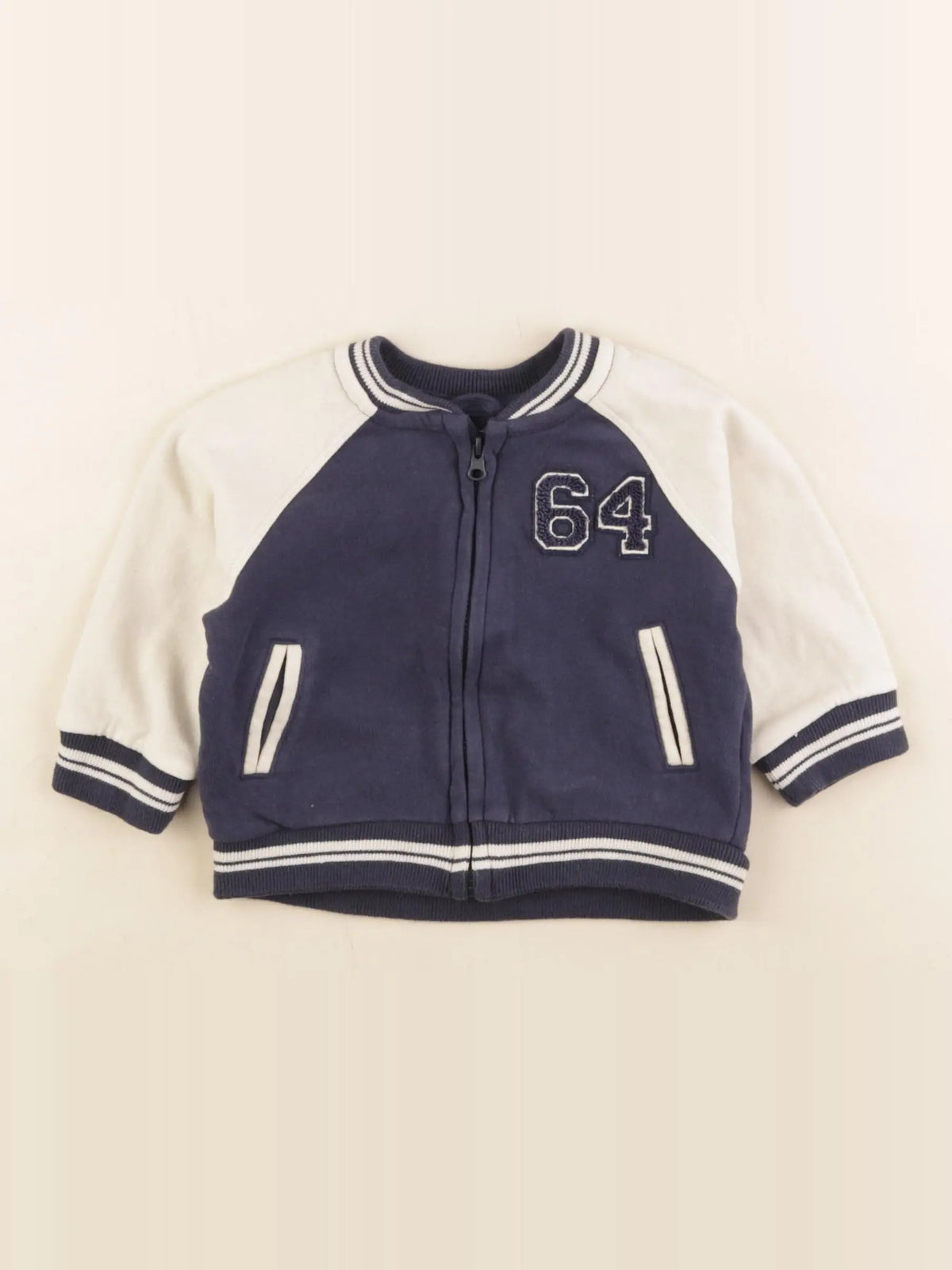 Vertbaudet - sweat bleu, blanc - 9 mois