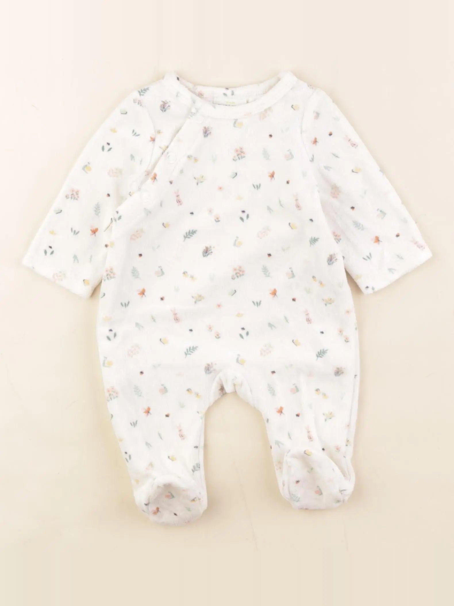 Tape à l'oeil - pyjama velours blanc - 1 mois