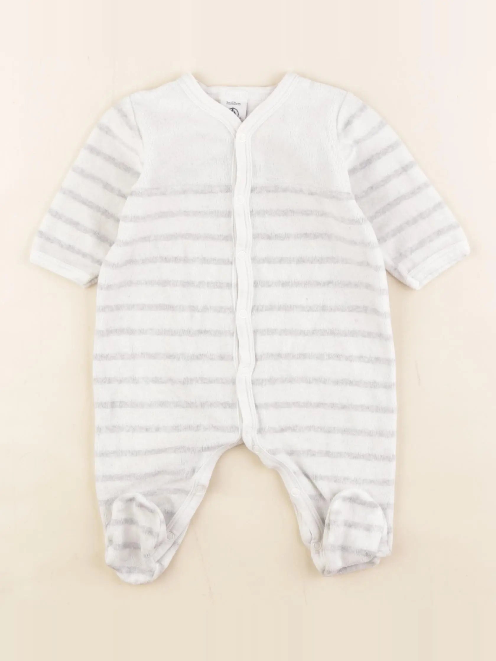 Petit Bateau - pyjama velours blanc - 3 mois
