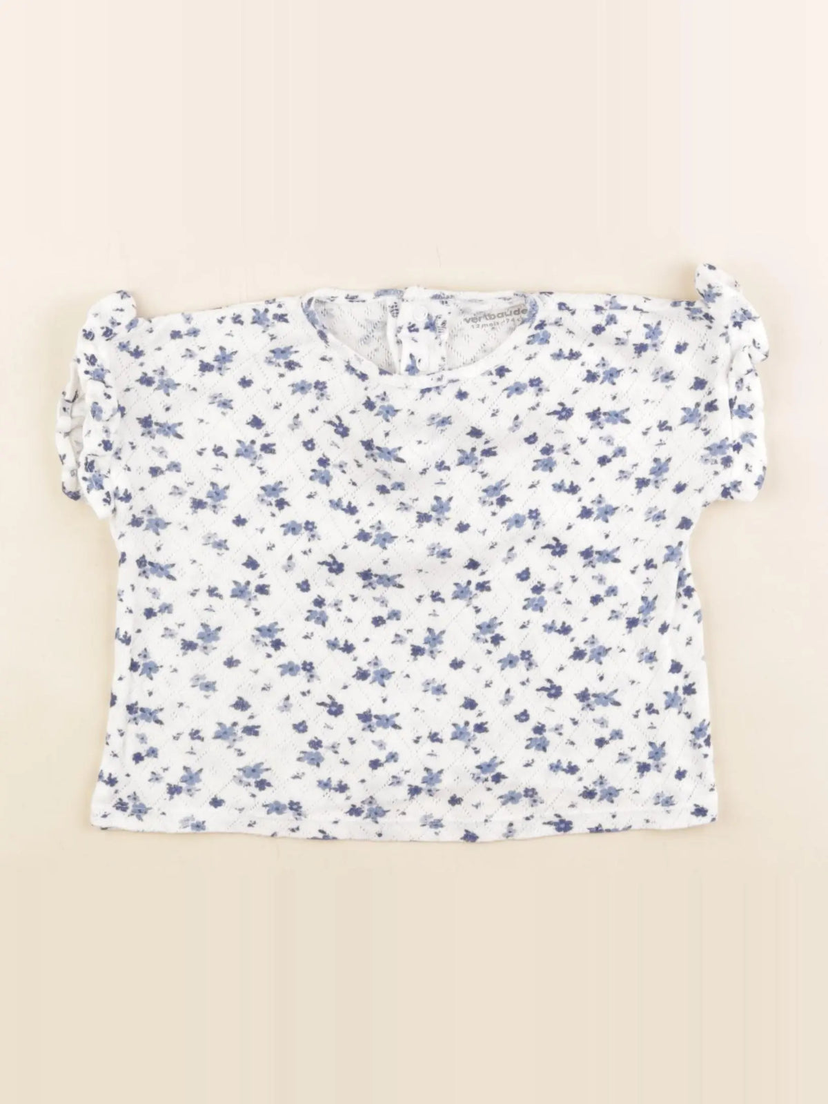 Vertbaudet - tee-shirt bleu, blanc - 12 mois