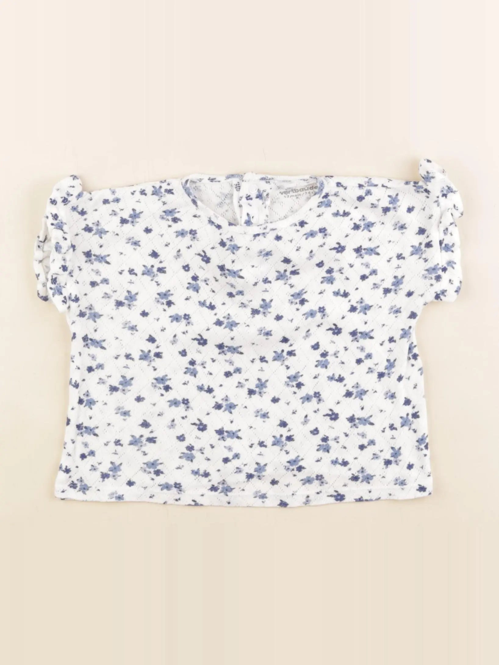 Vertbaudet - tee-shirt bleu, blanc - 12 mois