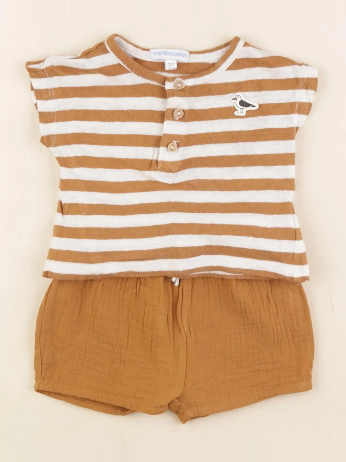 Vertbaudet - ensemble marron - 3 mois