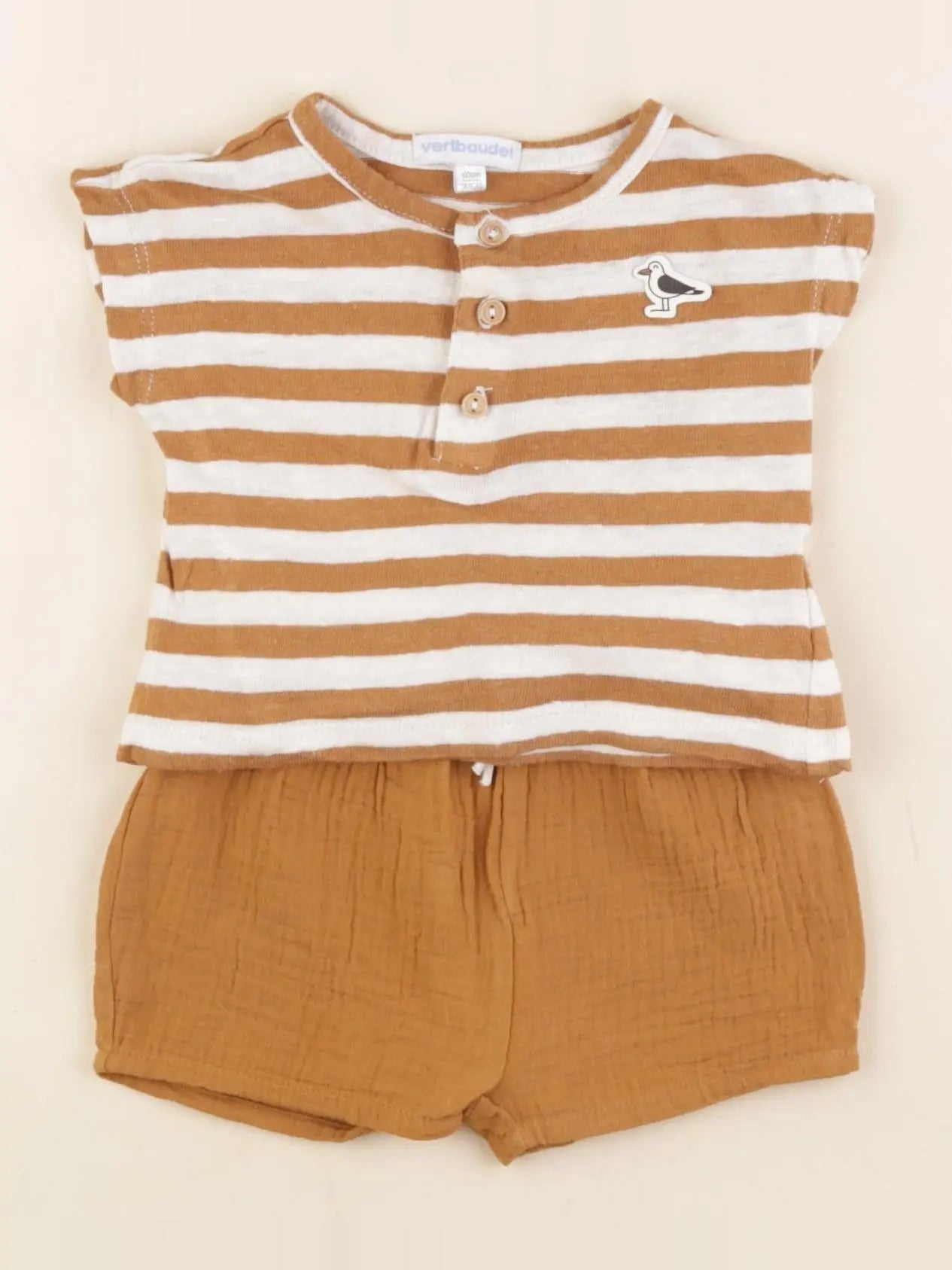 Vertbaudet - ensemble marron - 3 mois