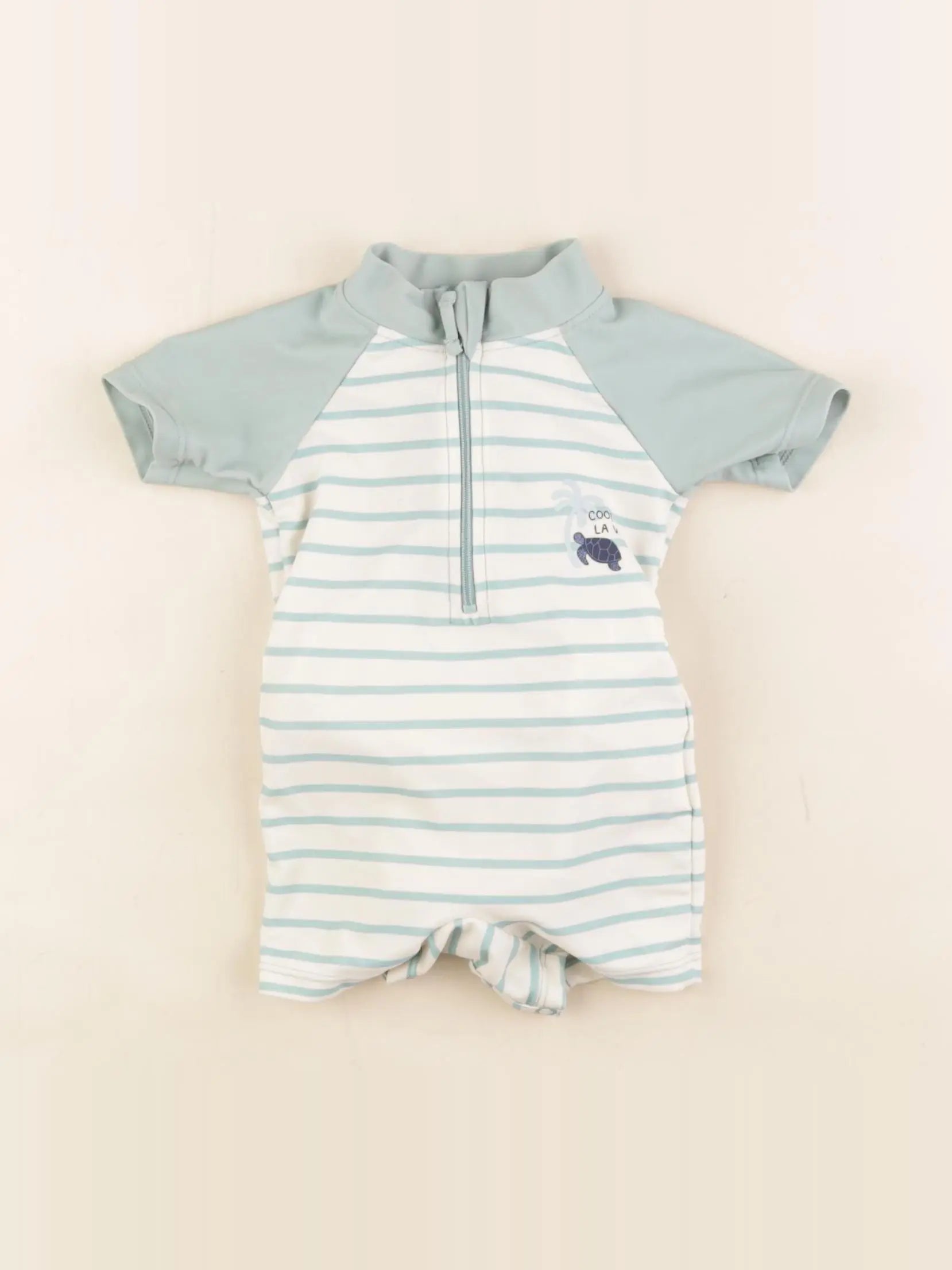 Vertbaudet - combi de bain beige, vert - 3 mois