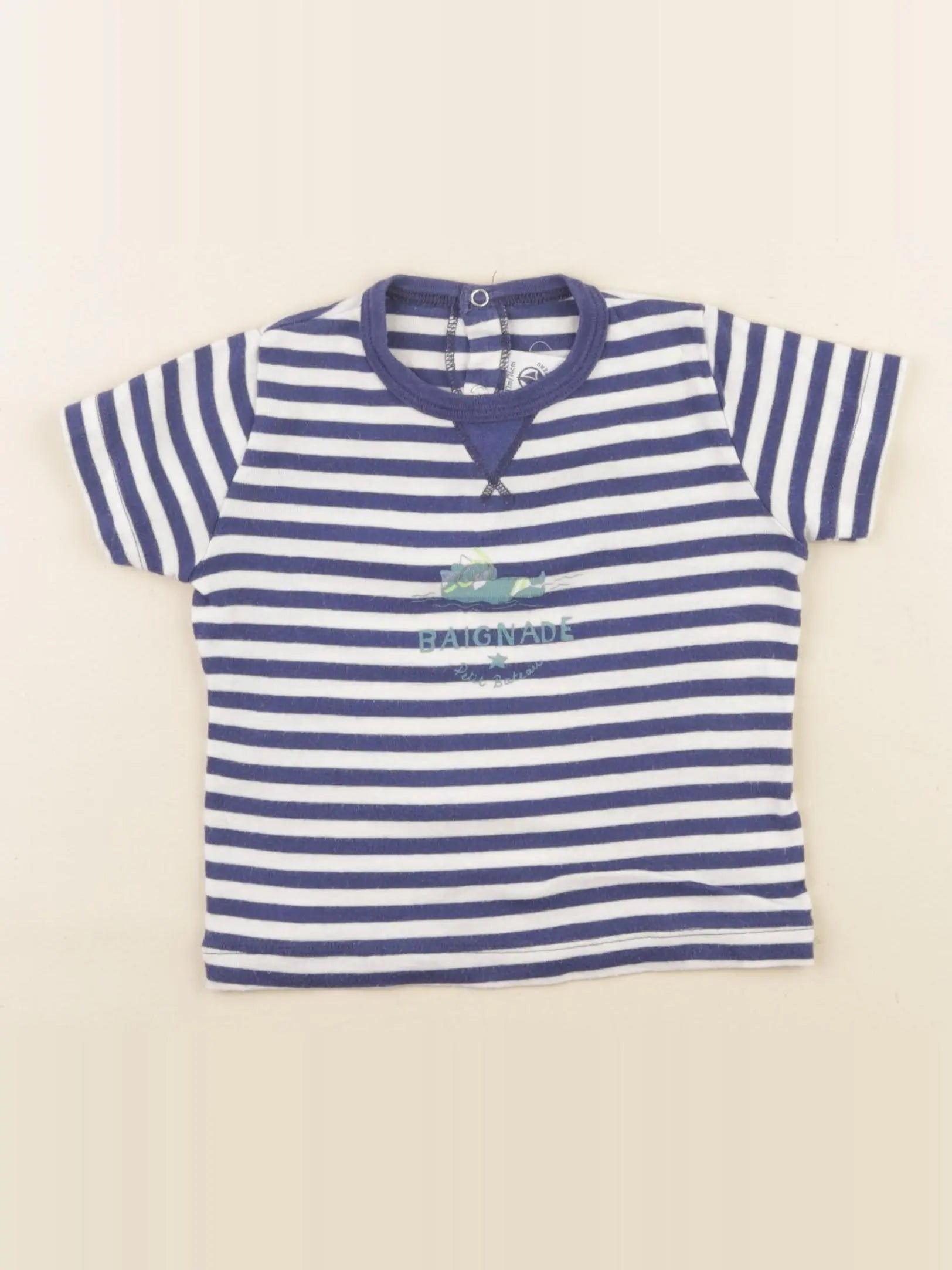 Petit Bateau - tee-shirt bleu, blanc - 12 mois