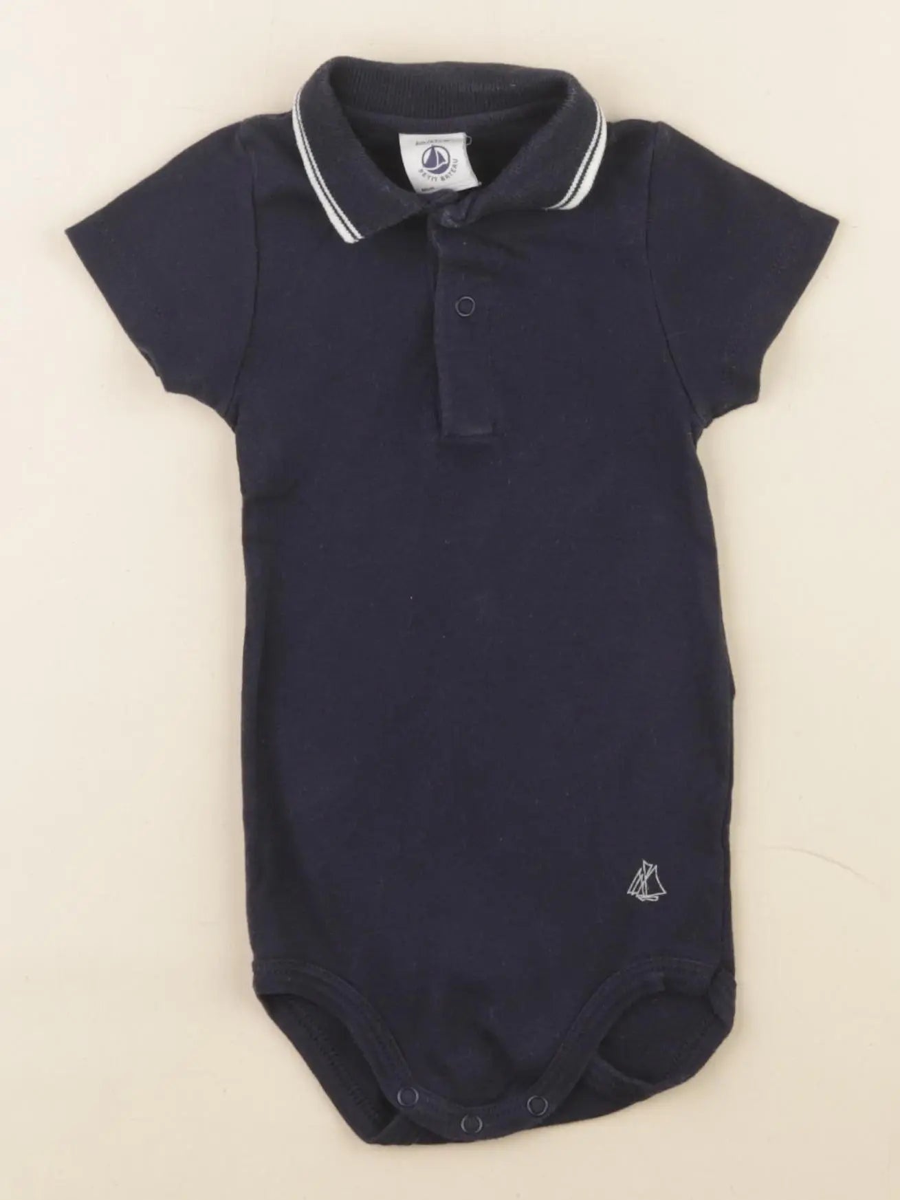 Petit Bateau - body à col bleu - 6 mois