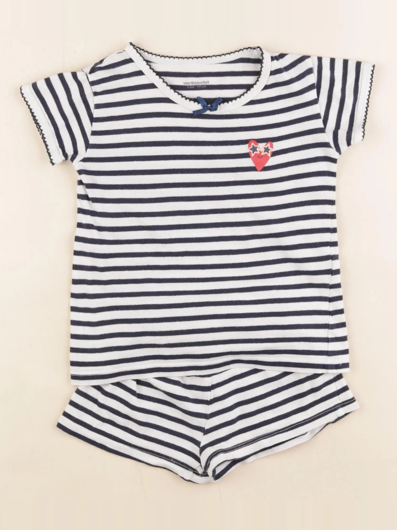 Vertbaudet - pyjama coton bleu, blanc - 4 ans