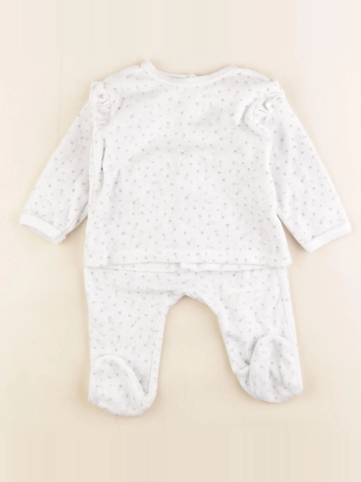 Vertbaudet - pyjama velours blanc - 6 mois