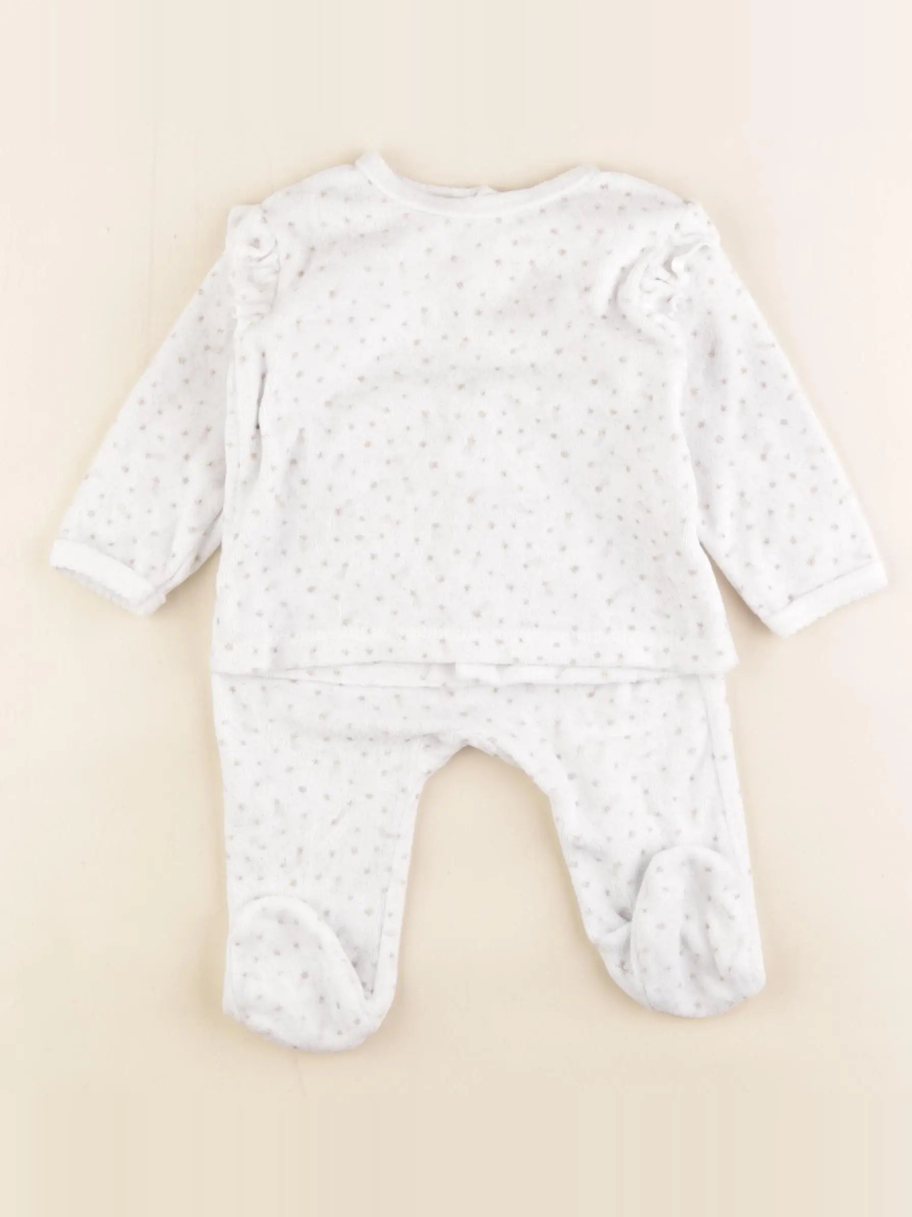 Vertbaudet - pyjama velours blanc - 6 mois