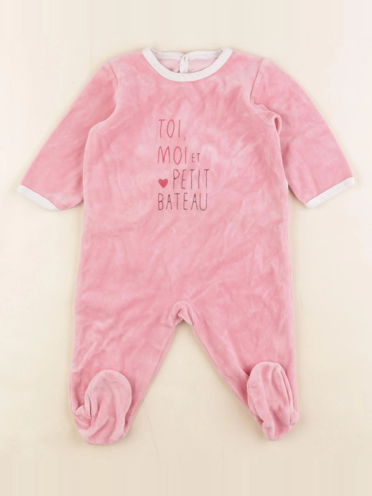 Petit Bateau - pyjama velours rose - 6 mois