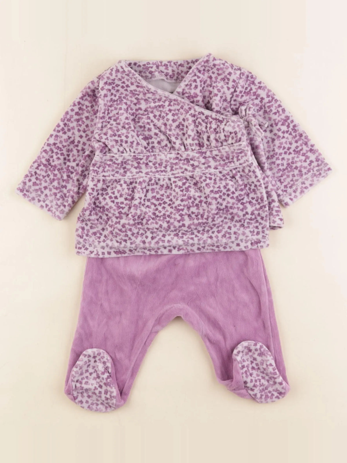 Vertbaudet - pyjama velours violet - 3 mois