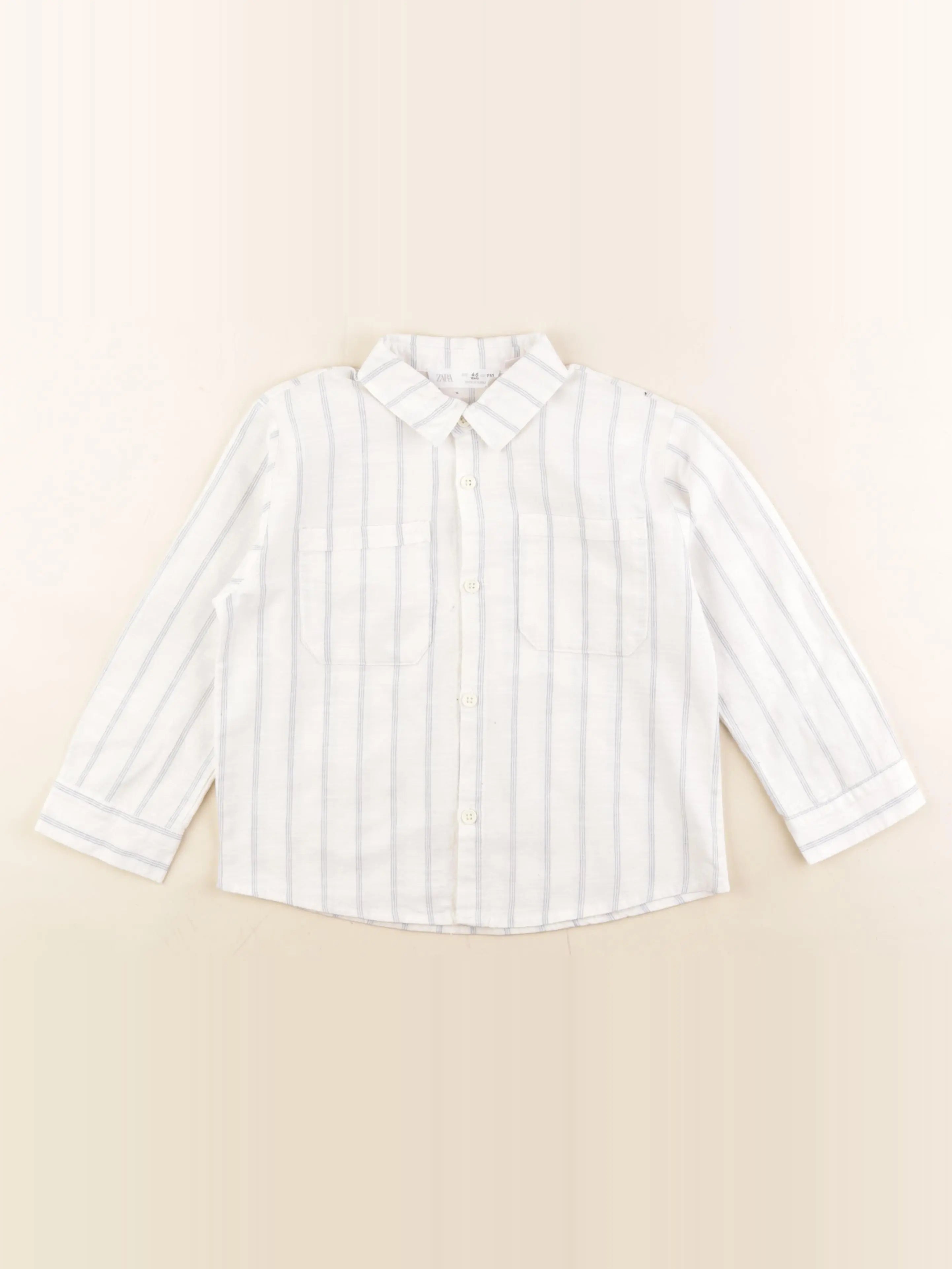 Zara - chemise blanc, bleu - 4/5 ans