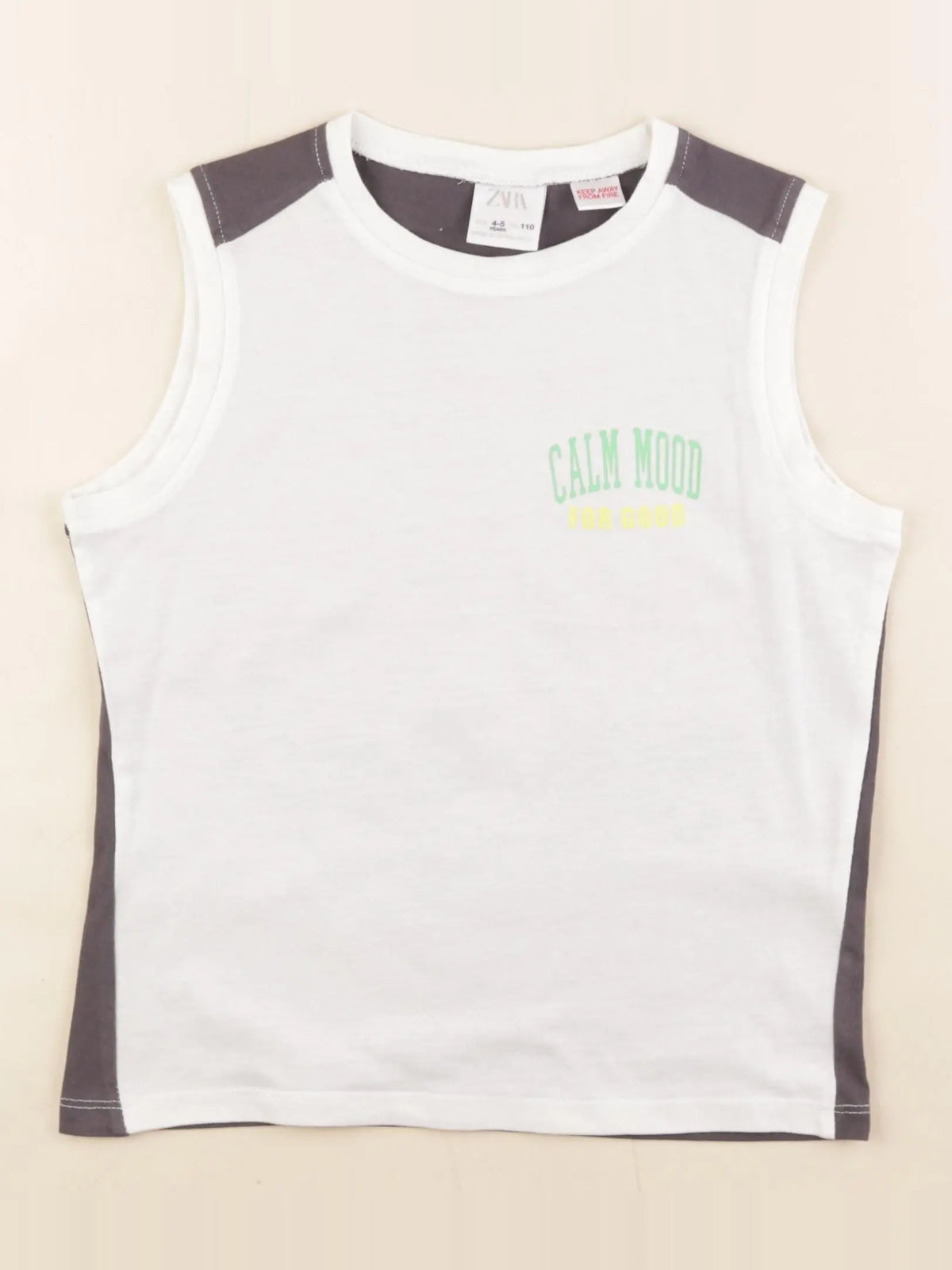 Zara - débardeur blanc, gris - 4/5 ans