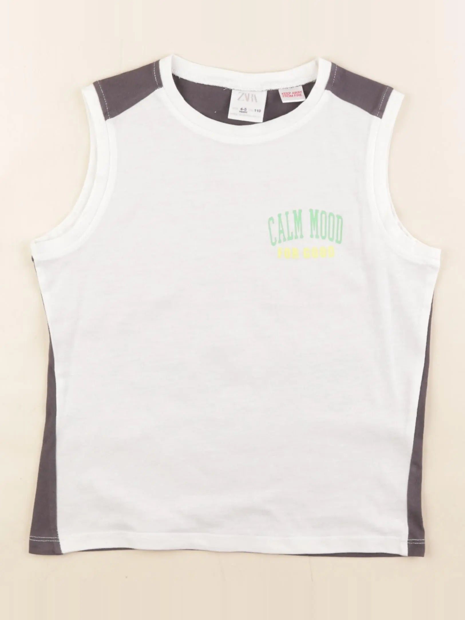 Zara - débardeur blanc, gris - 4/5 ans