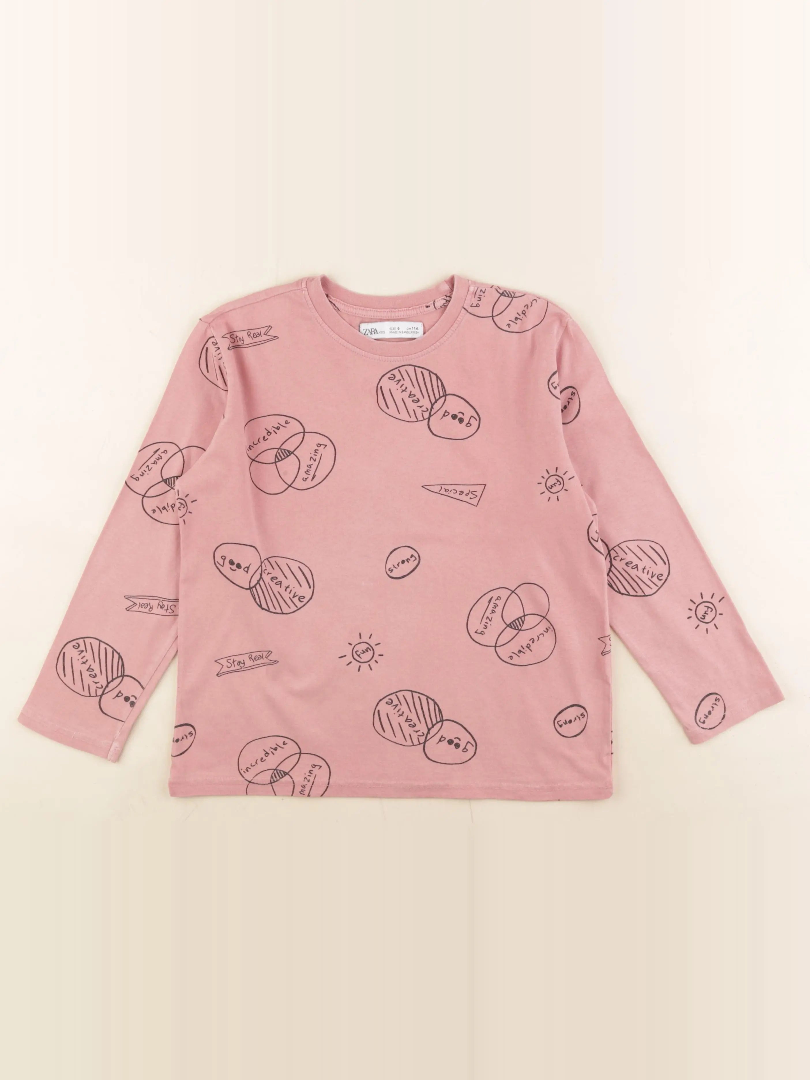 Zara - tee-shirt rose - 6 ans