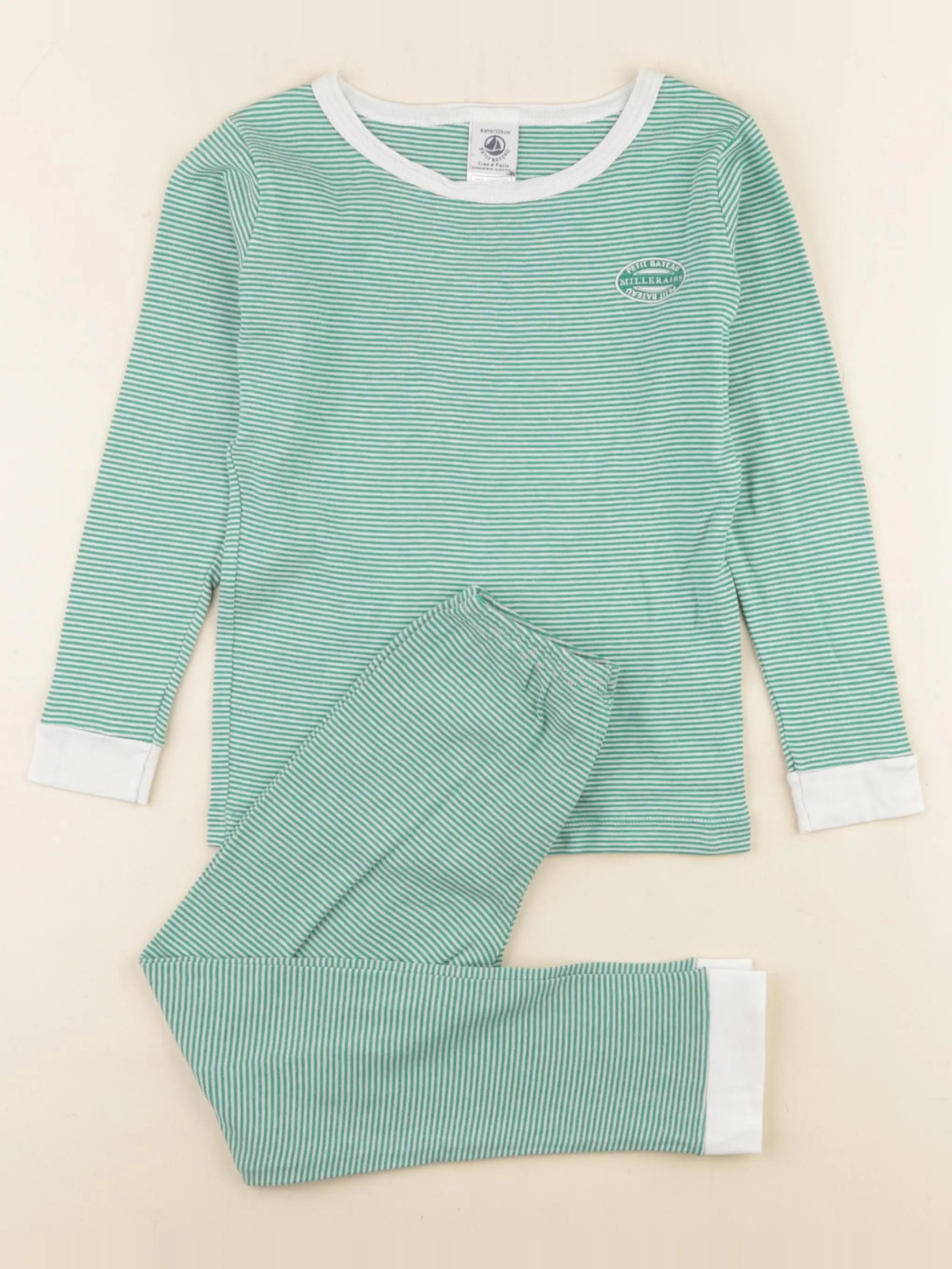 Petit Bateau - pyjama coton vert - 6 ans