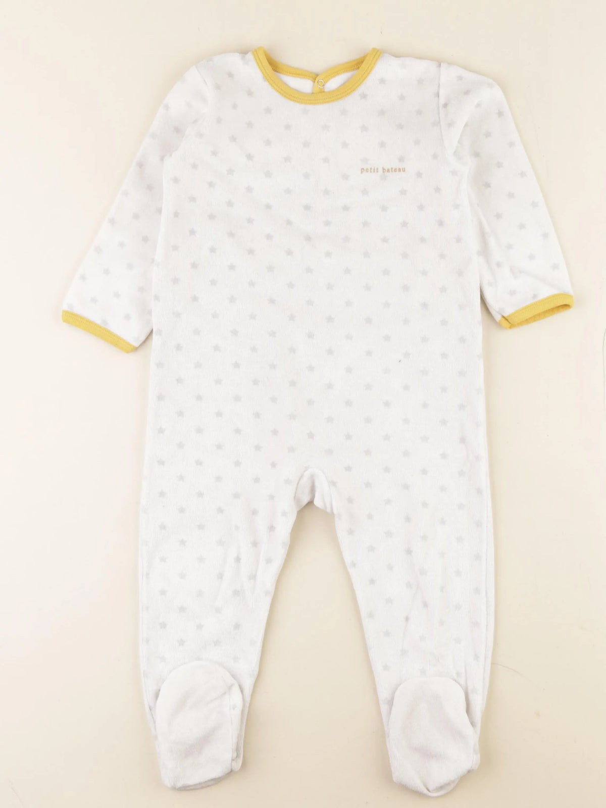 Petit Bateau - pyjama velours jaune, blanc - 24 mois