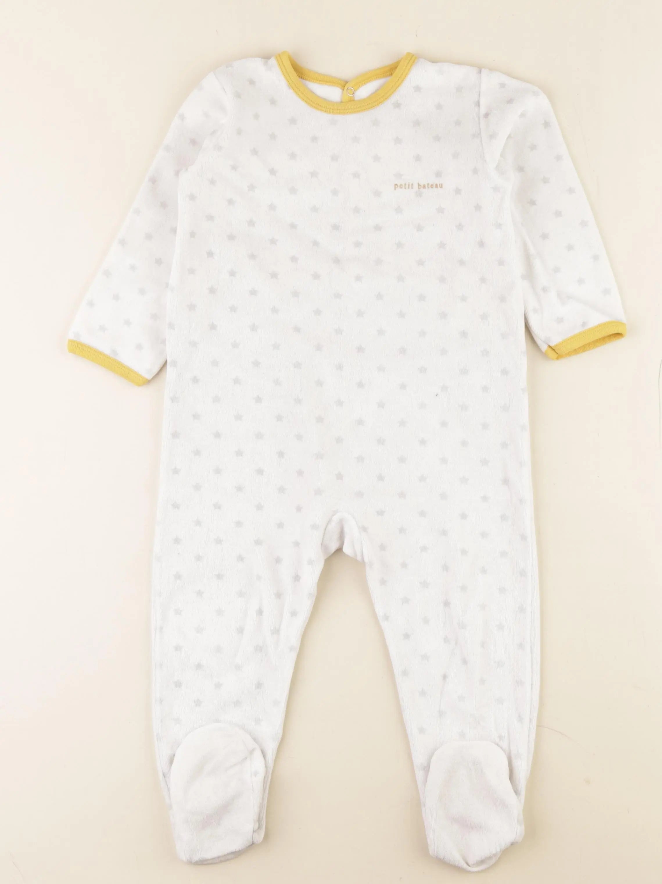 Petit Bateau - pyjama velours jaune, blanc - 24 mois