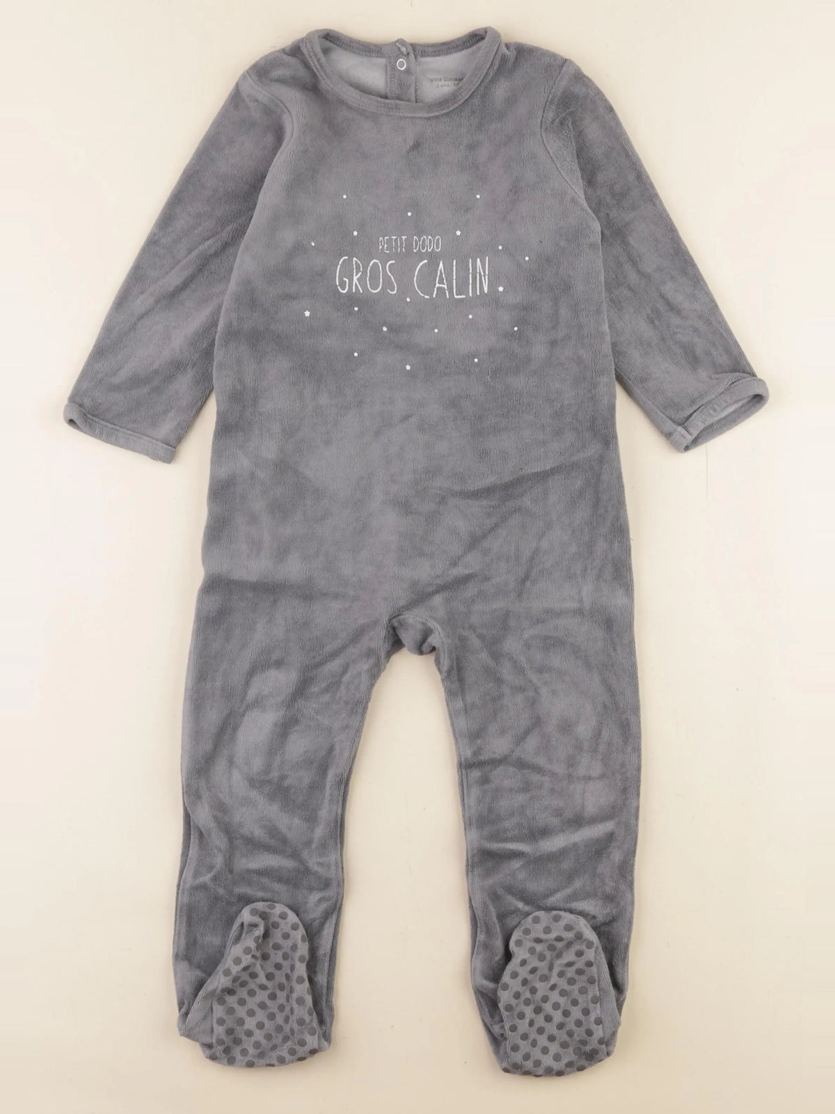 Vertbaudet - pyjama velours gris - 2 ans